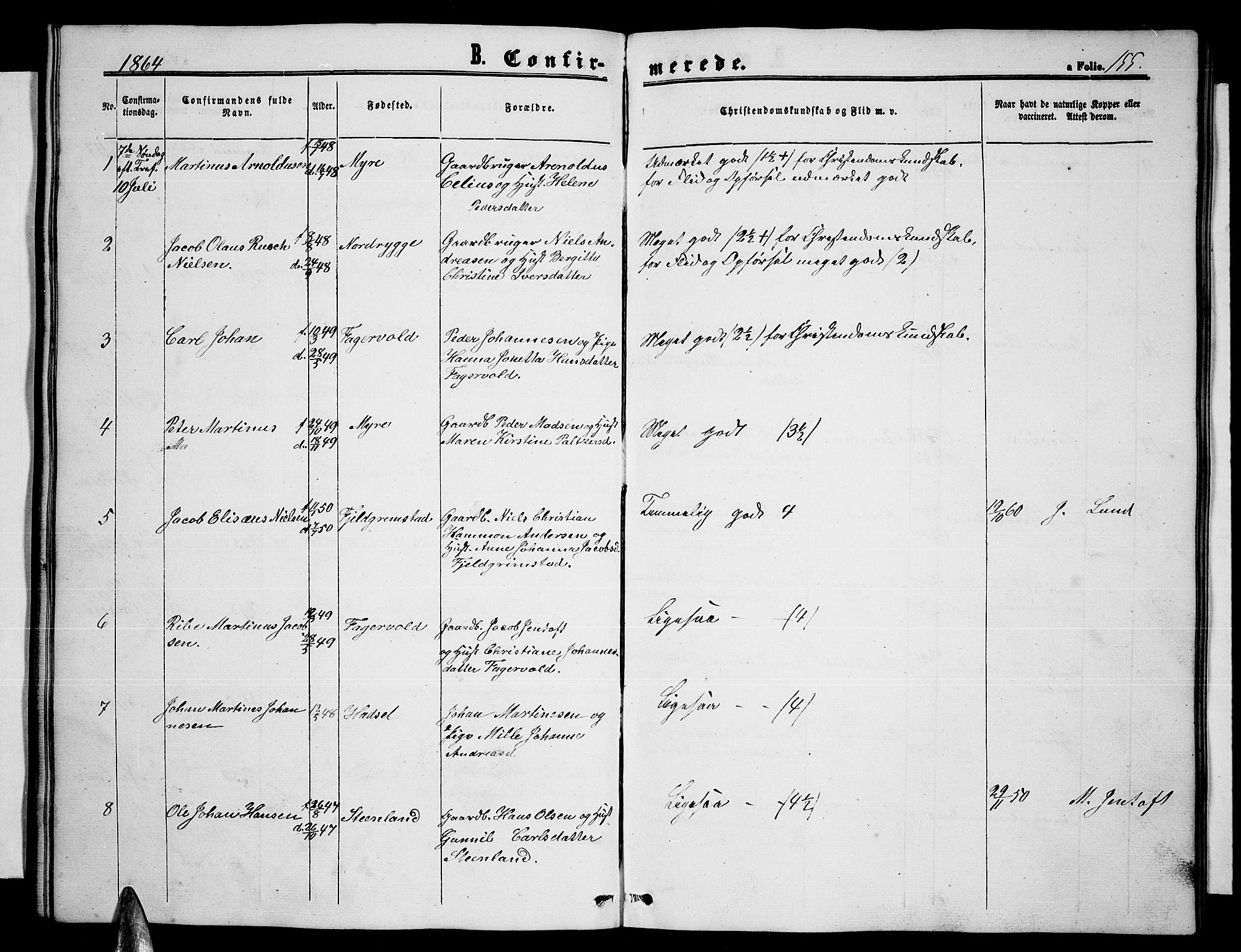 Ministerialprotokoller, klokkerbøker og fødselsregistre - Nordland, AV/SAT-A-1459/893/L1347: Parish register (copy) no. 893C02, 1858-1866, p. 155