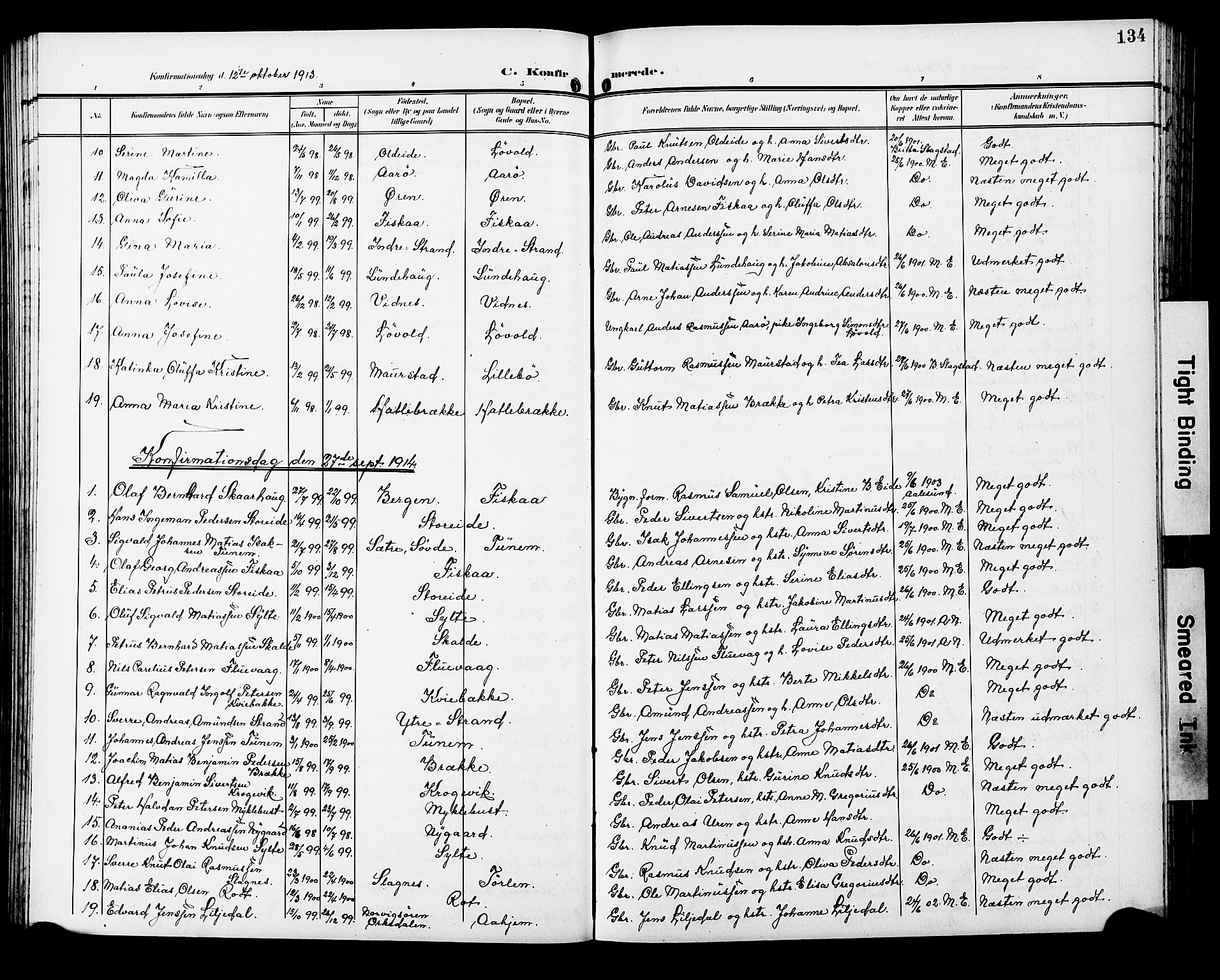 Ministerialprotokoller, klokkerbøker og fødselsregistre - Møre og Romsdal, SAT/A-1454/501/L0018: Parish register (copy) no. 501C04, 1902-1930, p. 134