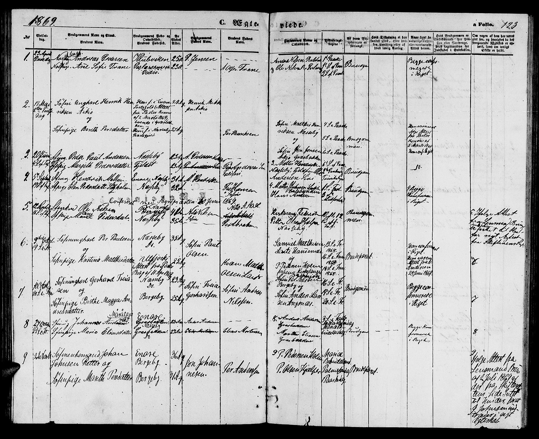 Nesseby sokneprestkontor, SATØ/S-1330/H/Hb/L0003klokker: Parish register (copy) no. 3, 1869-1876, p. 123
