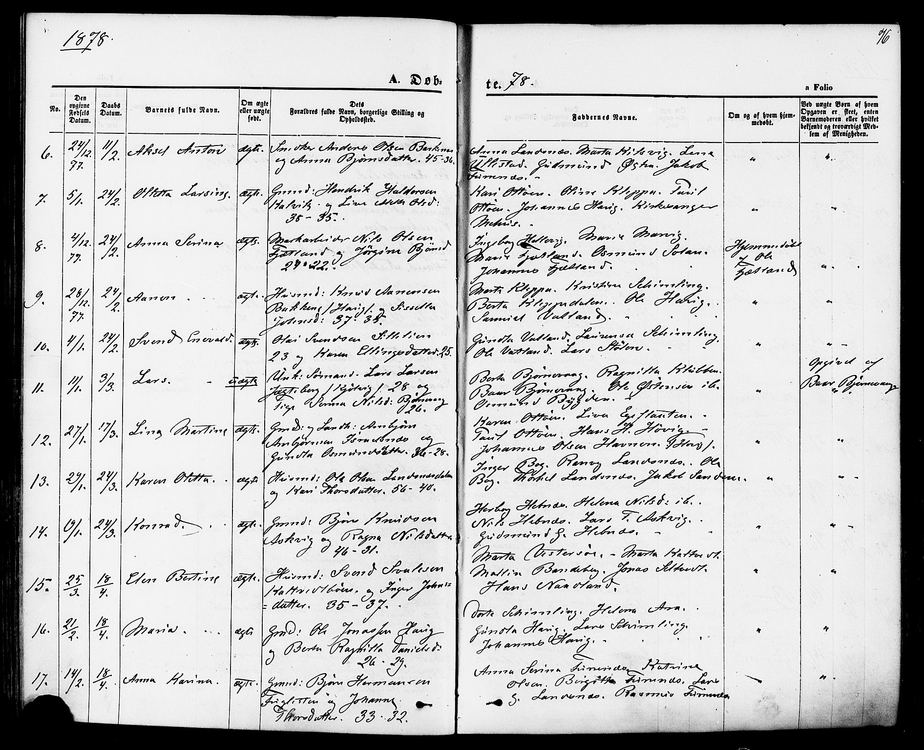 Jelsa sokneprestkontor, AV/SAST-A-101842/01/IV: Parish register (official) no. A 8, 1867-1883, p. 76