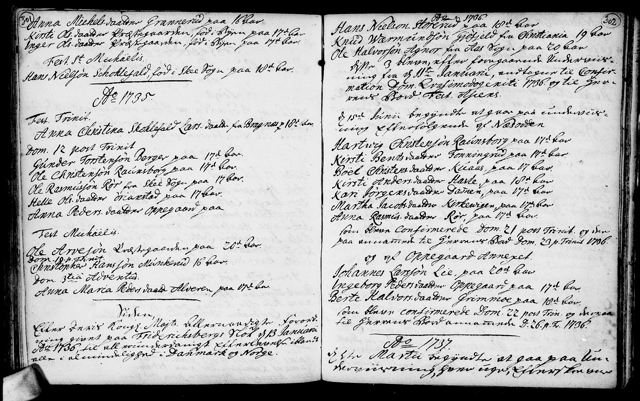 Nesodden prestekontor Kirkebøker, SAO/A-10013/F/Fa/L0001: Parish register (official) no. I 1, 1709-1749, p. 301-302