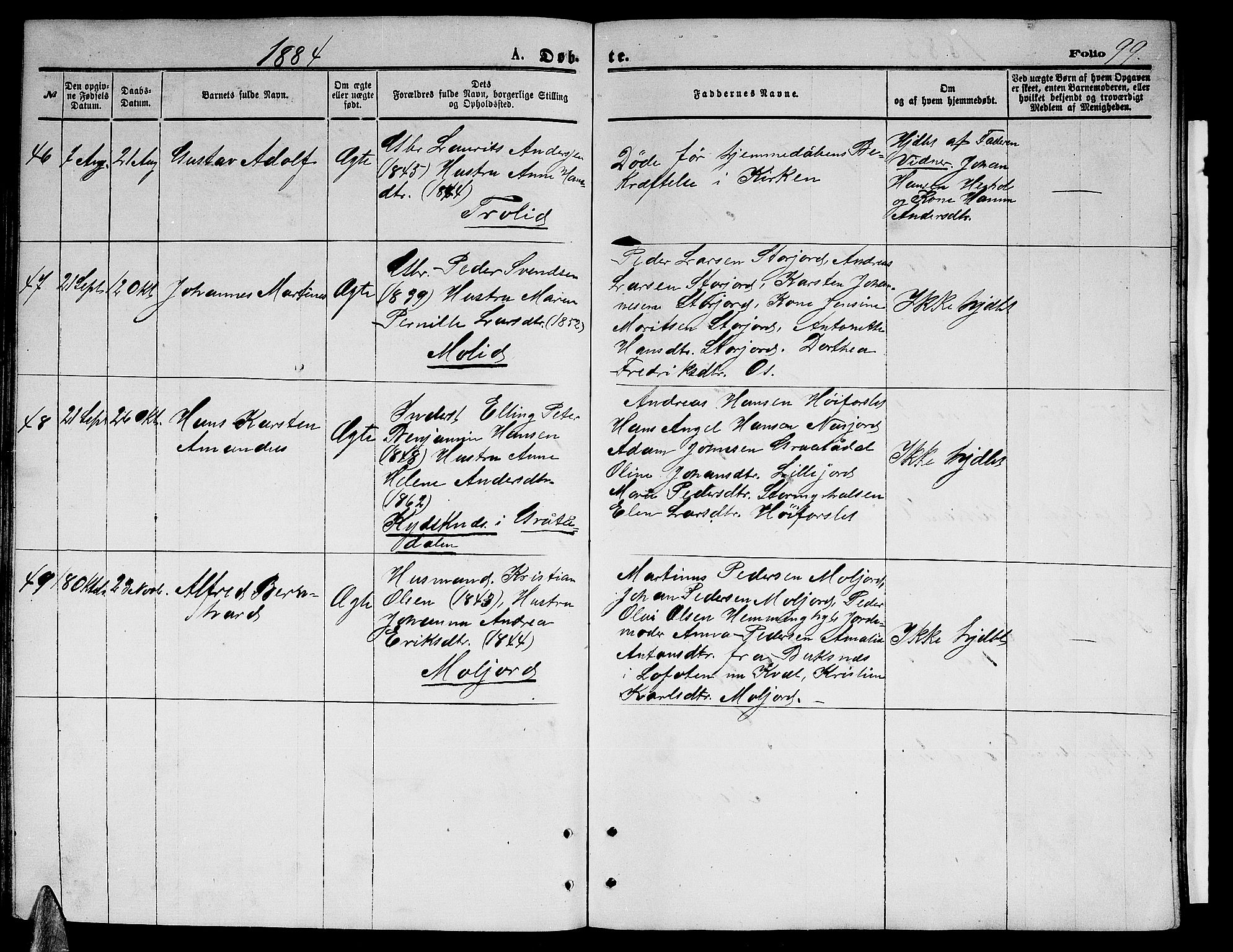 Ministerialprotokoller, klokkerbøker og fødselsregistre - Nordland, AV/SAT-A-1459/846/L0653: Parish register (copy) no. 846C03, 1872-1887, p. 99