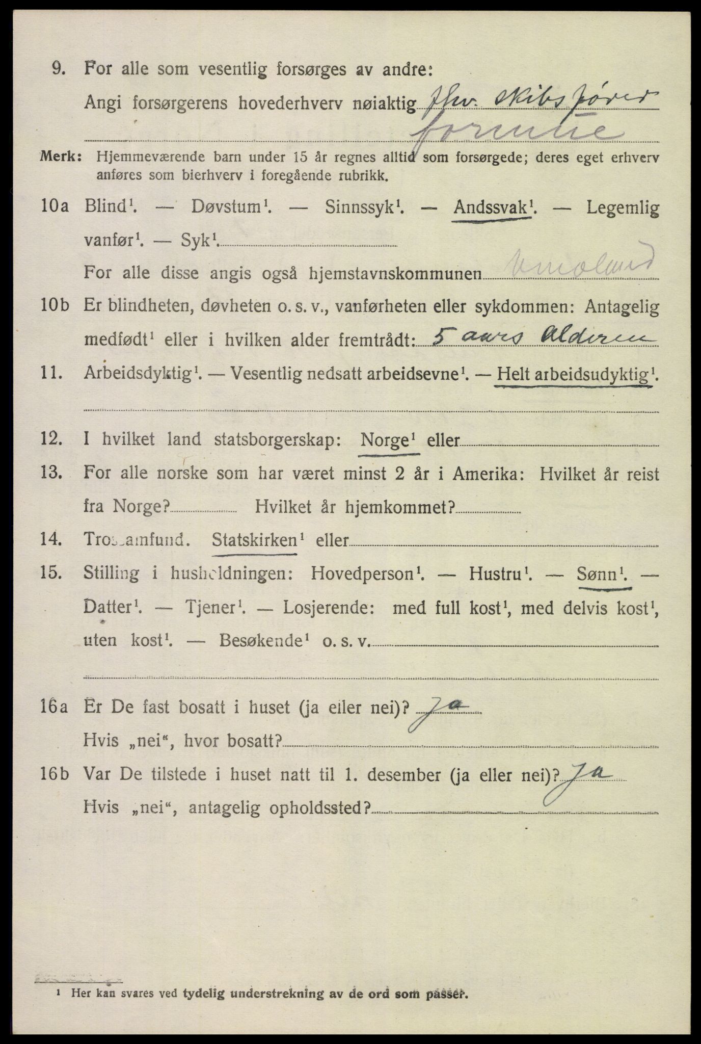 SAK, 1920 census for Vestre Moland, 1920, p. 5232