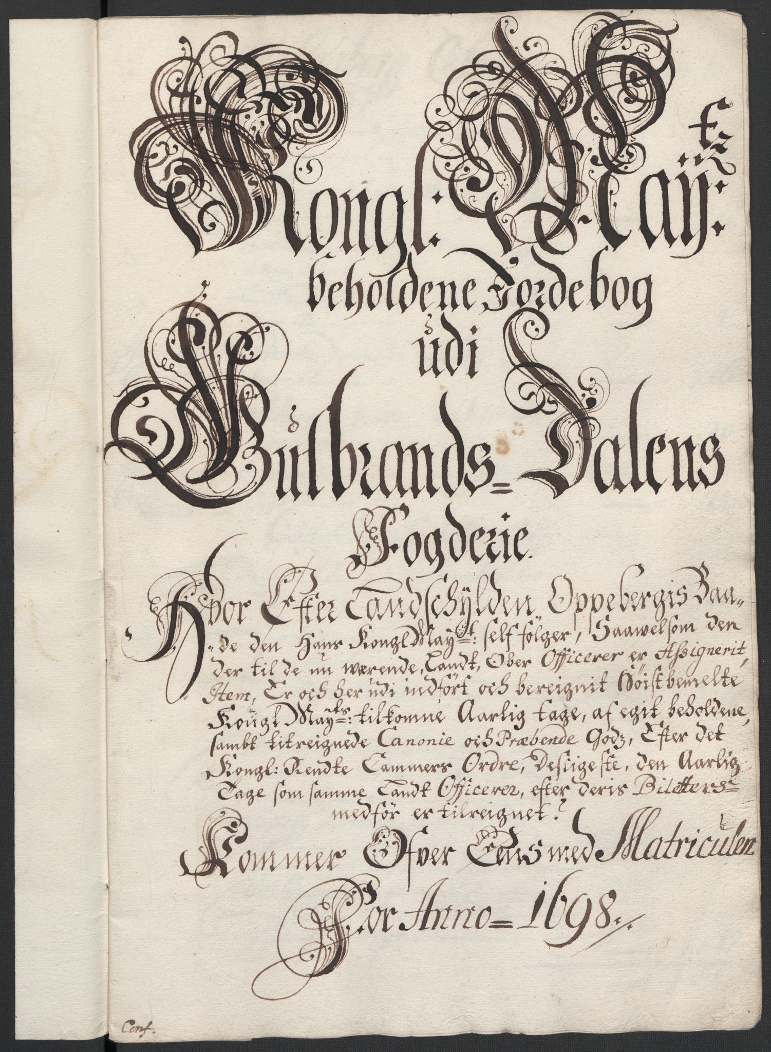 Rentekammeret inntil 1814, Reviderte regnskaper, Fogderegnskap, RA/EA-4092/R17/L1171: Fogderegnskap Gudbrandsdal, 1698, p. 29