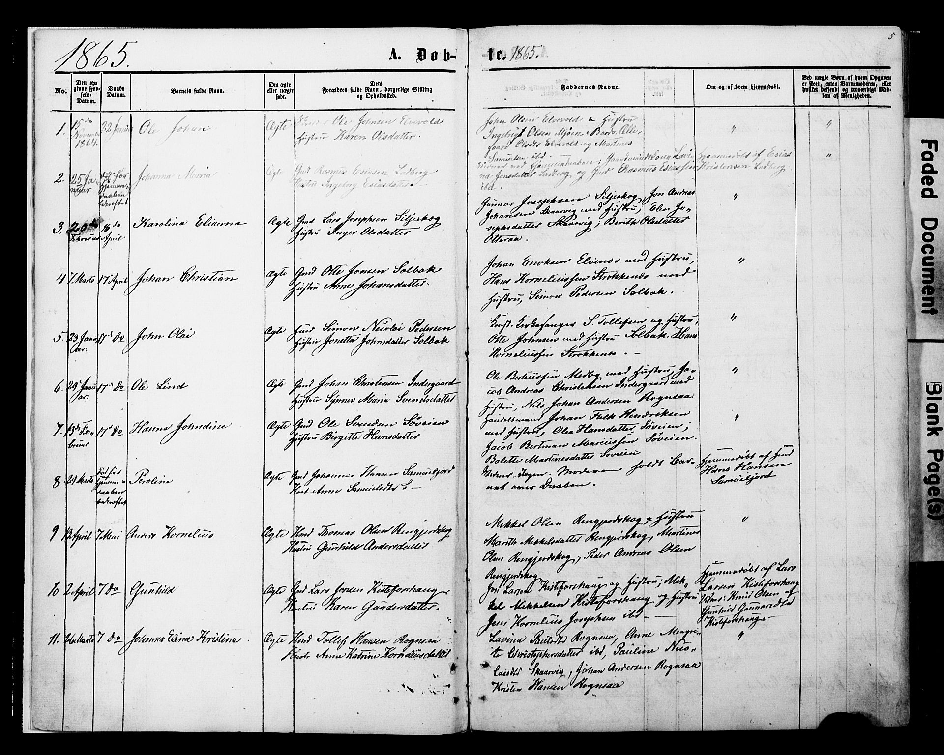 Ibestad sokneprestembete, SATØ/S-0077/H/Ha/Haa/L0013kirke: Parish register (official) no. 13, 1865-1879, p. 5