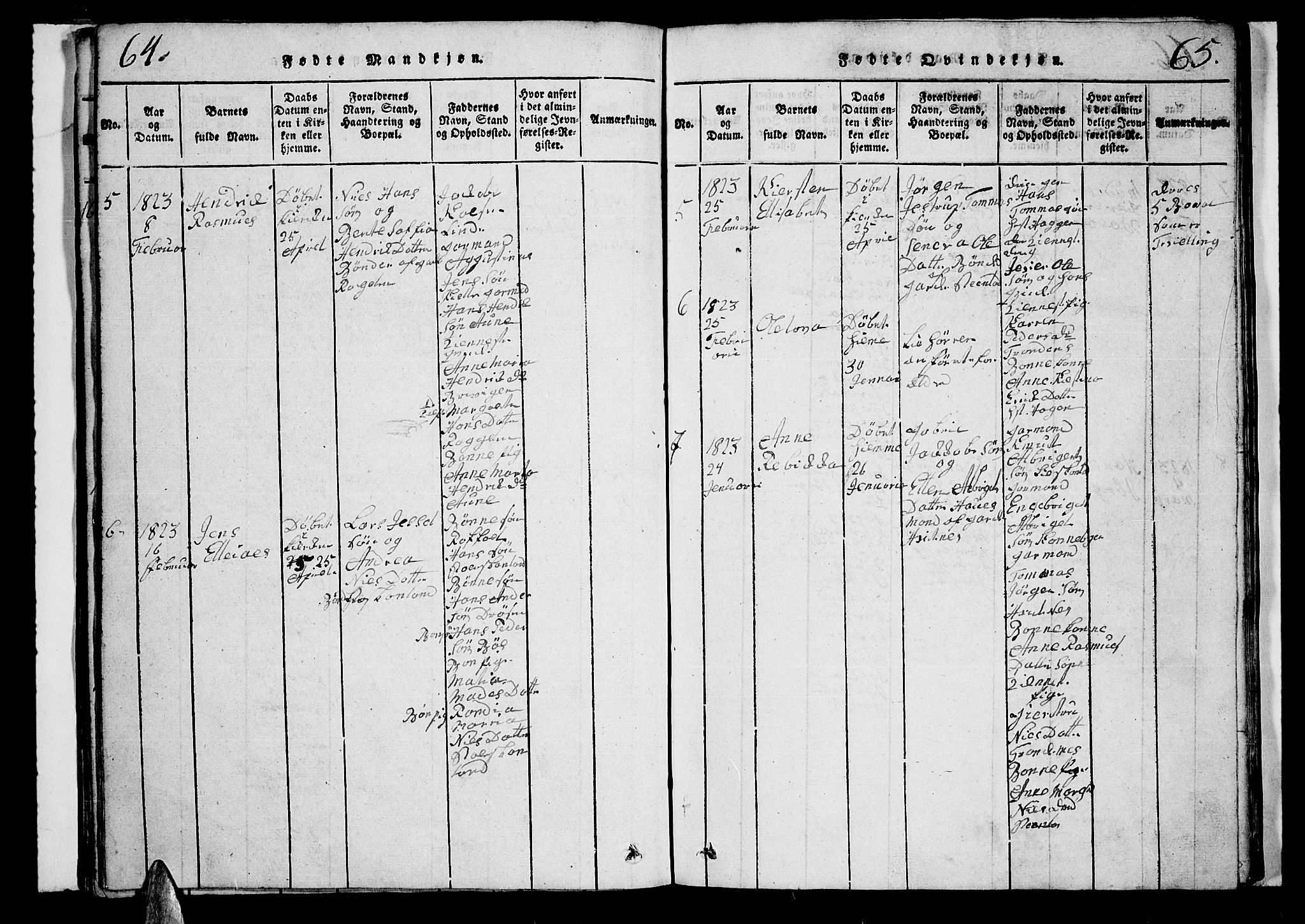 Trondenes sokneprestkontor, AV/SATØ-S-1319/H/Hb/L0003klokker: Parish register (copy) no. 3, 1820-1834, p. 64-65