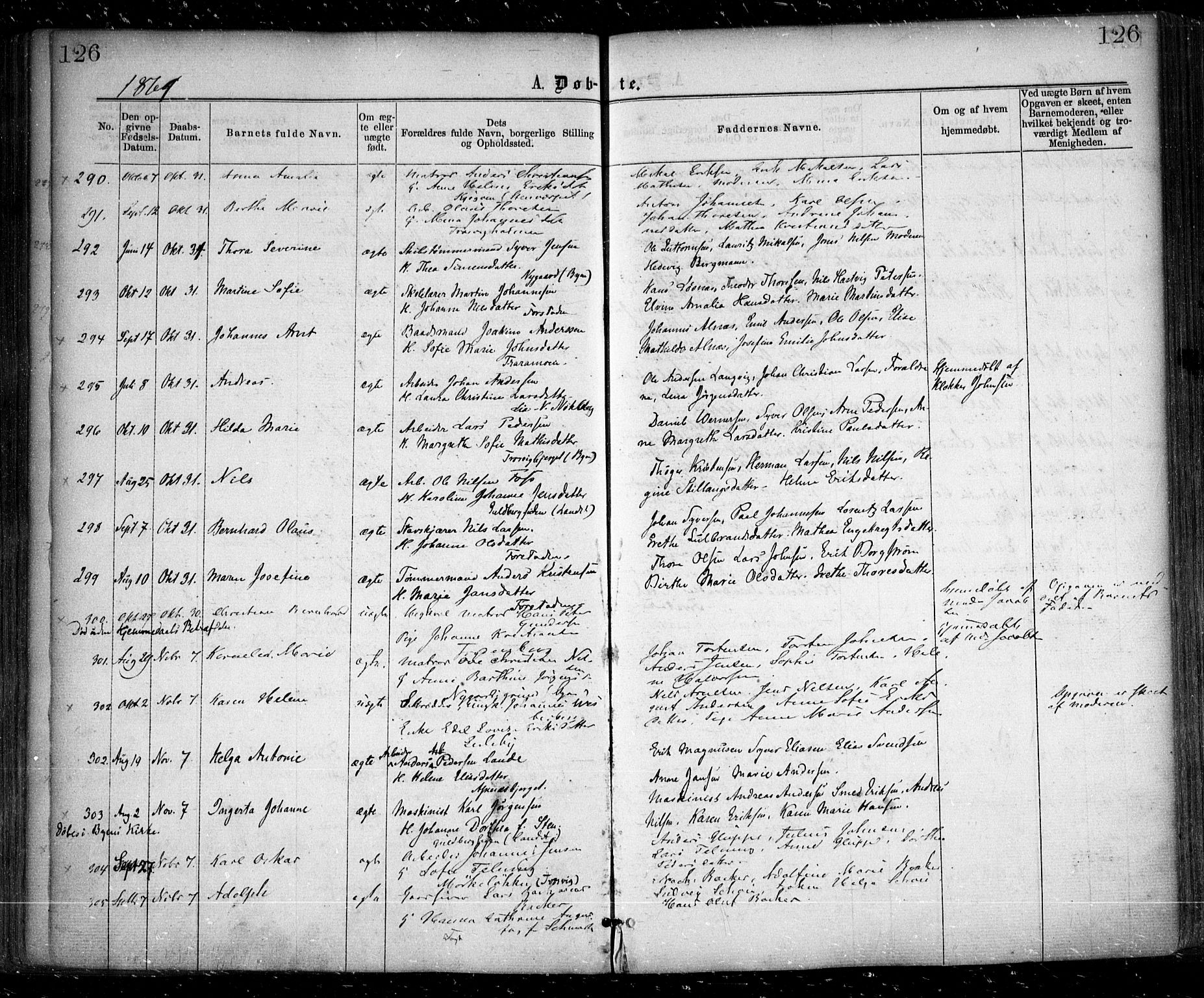 Glemmen prestekontor Kirkebøker, SAO/A-10908/F/Fa/L0008: Parish register (official) no. 8, 1862-1871, p. 126