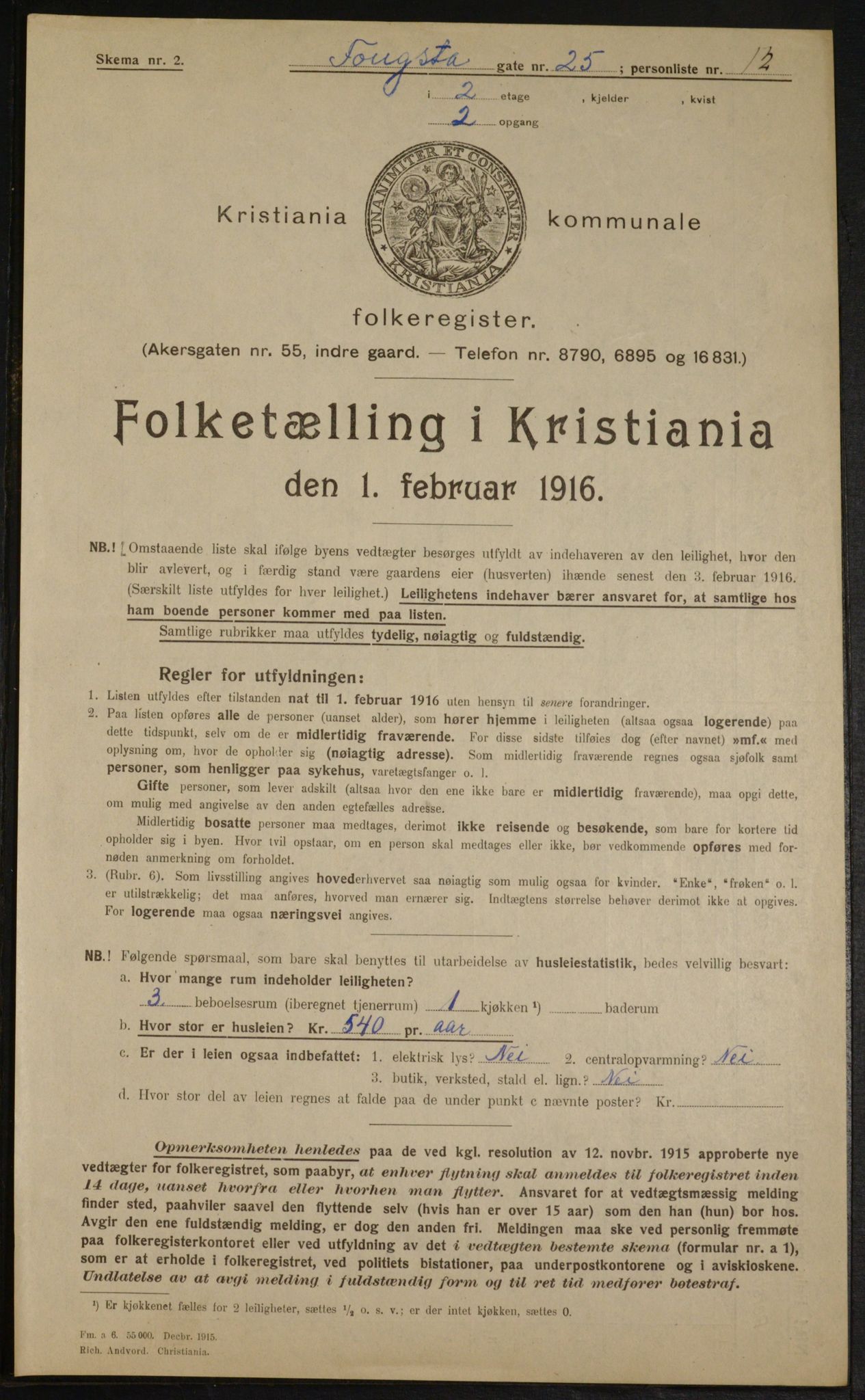 OBA, Municipal Census 1916 for Kristiania, 1916, p. 25790