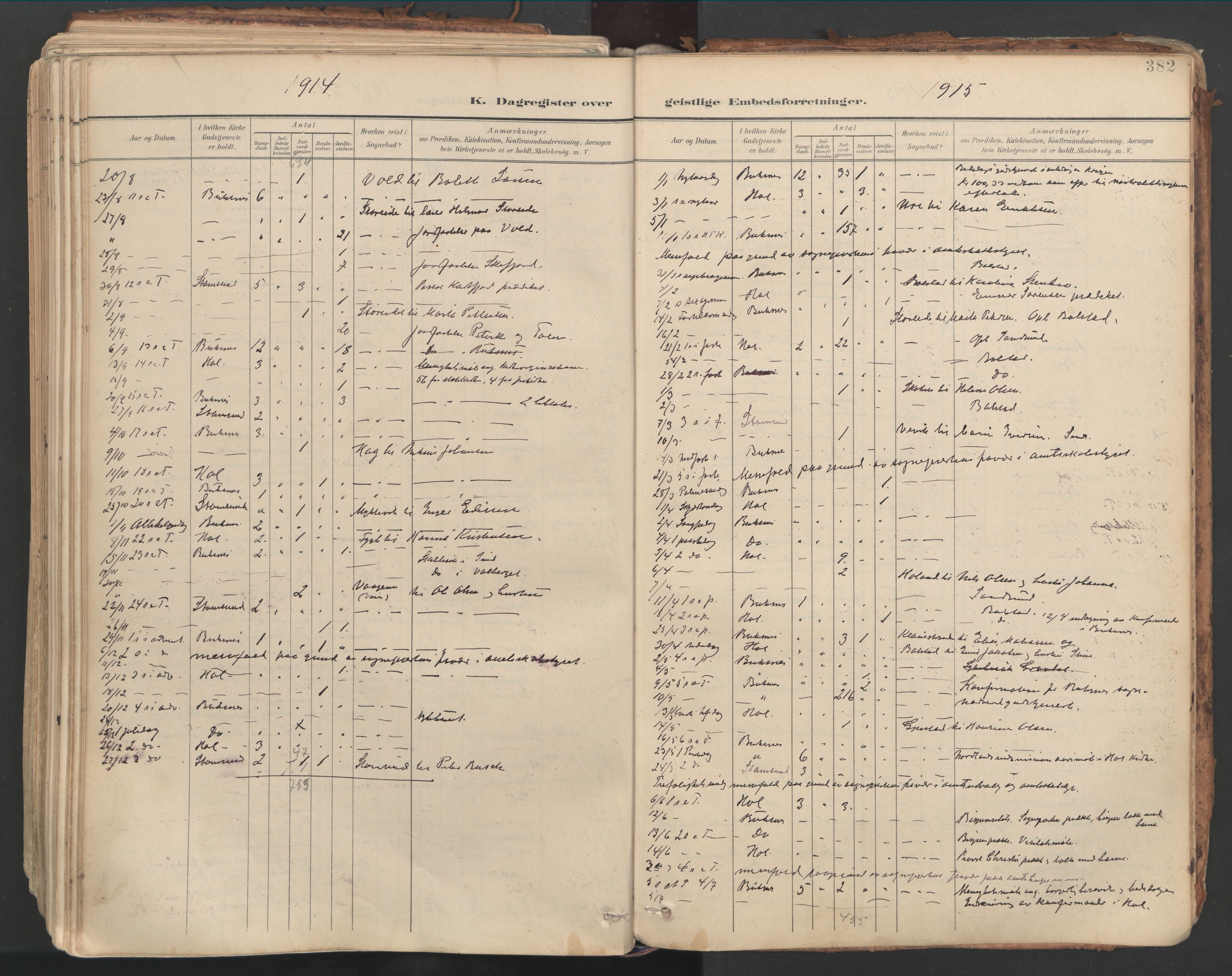 Ministerialprotokoller, klokkerbøker og fødselsregistre - Nordland, SAT/A-1459/881/L1154: Parish register (official) no. 881A07, 1907-1918, p. 382