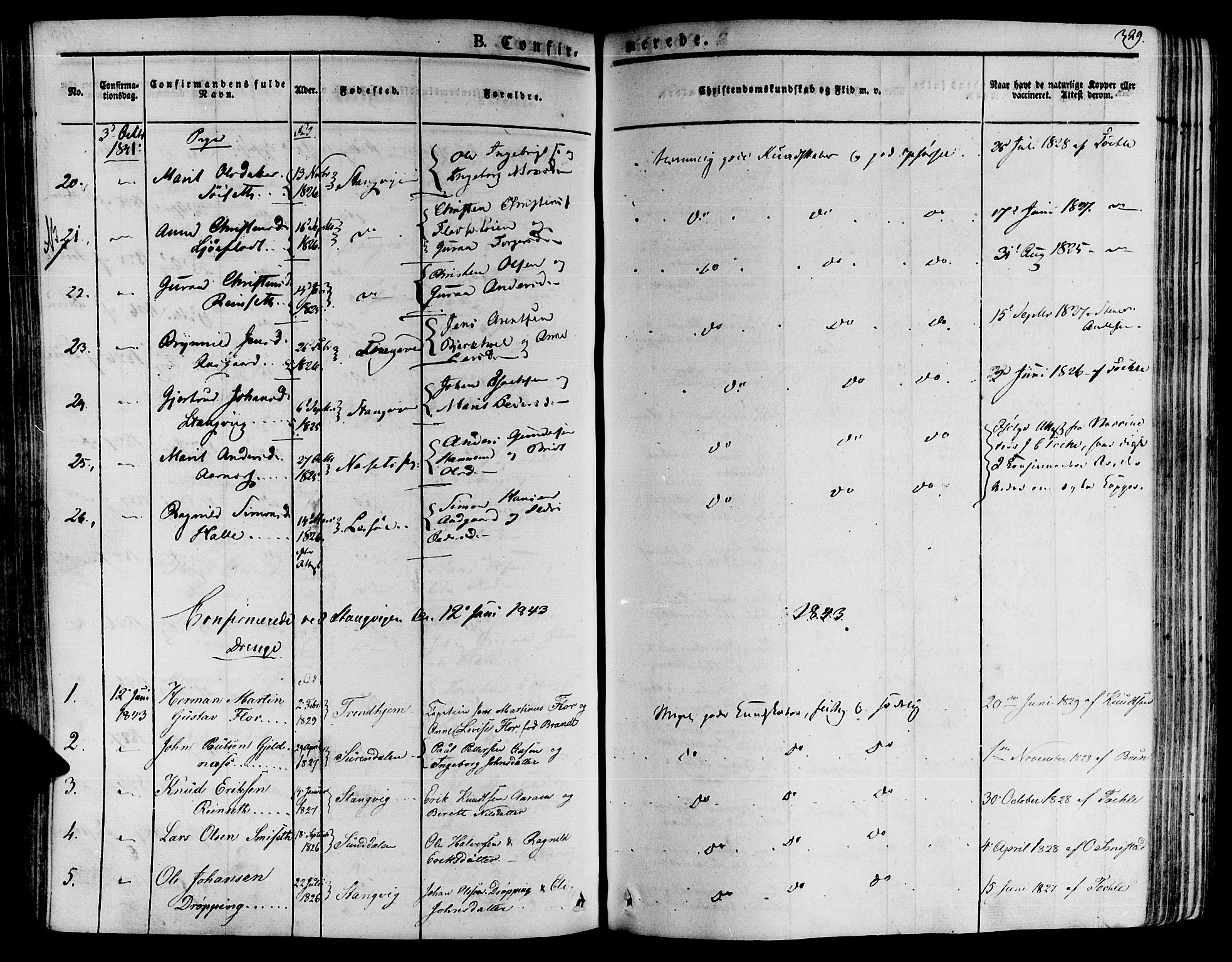 Ministerialprotokoller, klokkerbøker og fødselsregistre - Møre og Romsdal, SAT/A-1454/592/L1024: Parish register (official) no. 592A03 /1, 1831-1849, p. 329