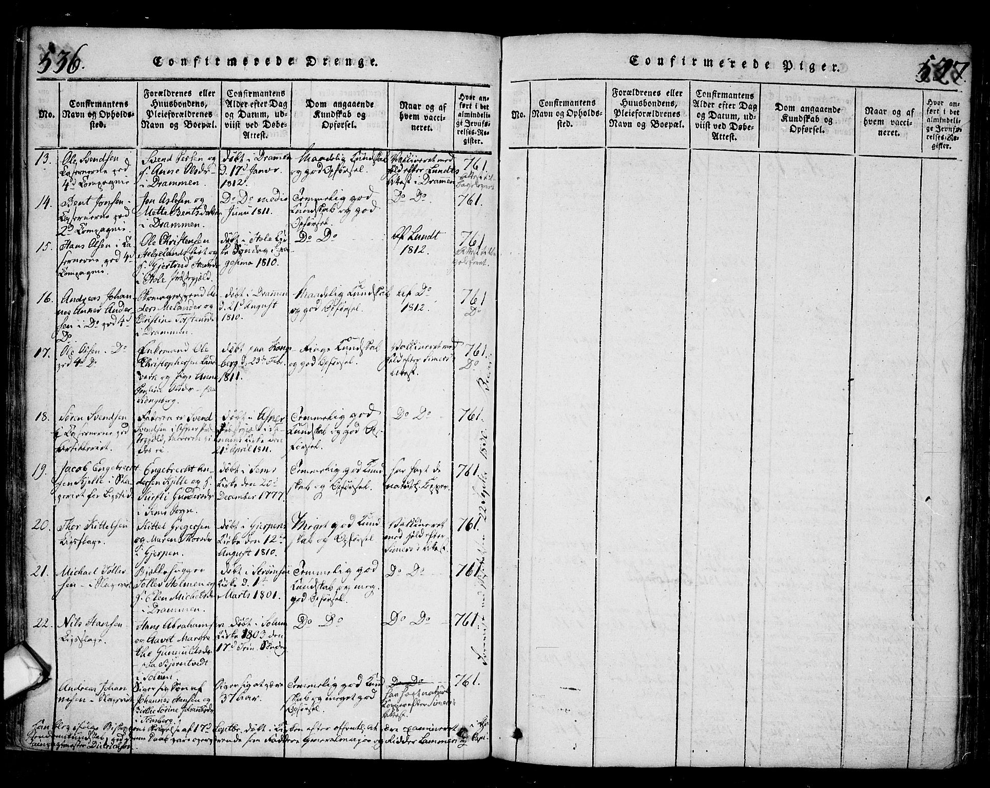 Fredrikstad prestekontor Kirkebøker, SAO/A-11082/F/Fa/L0004: Parish register (official) no. 4, 1816-1834, p. 536-537