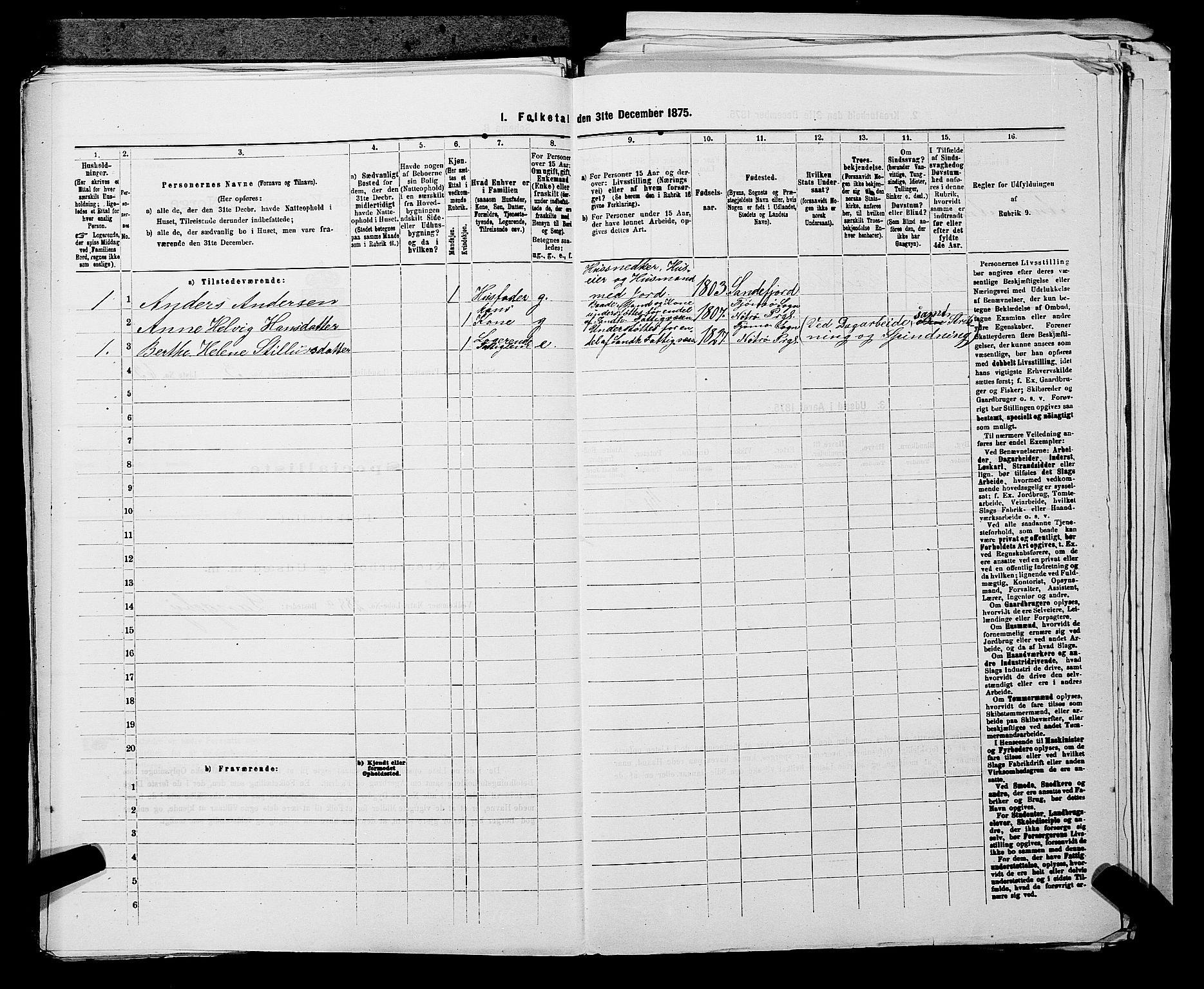 SAKO, 1875 census for 0724L Sandeherred/Sandeherred, 1875, p. 824