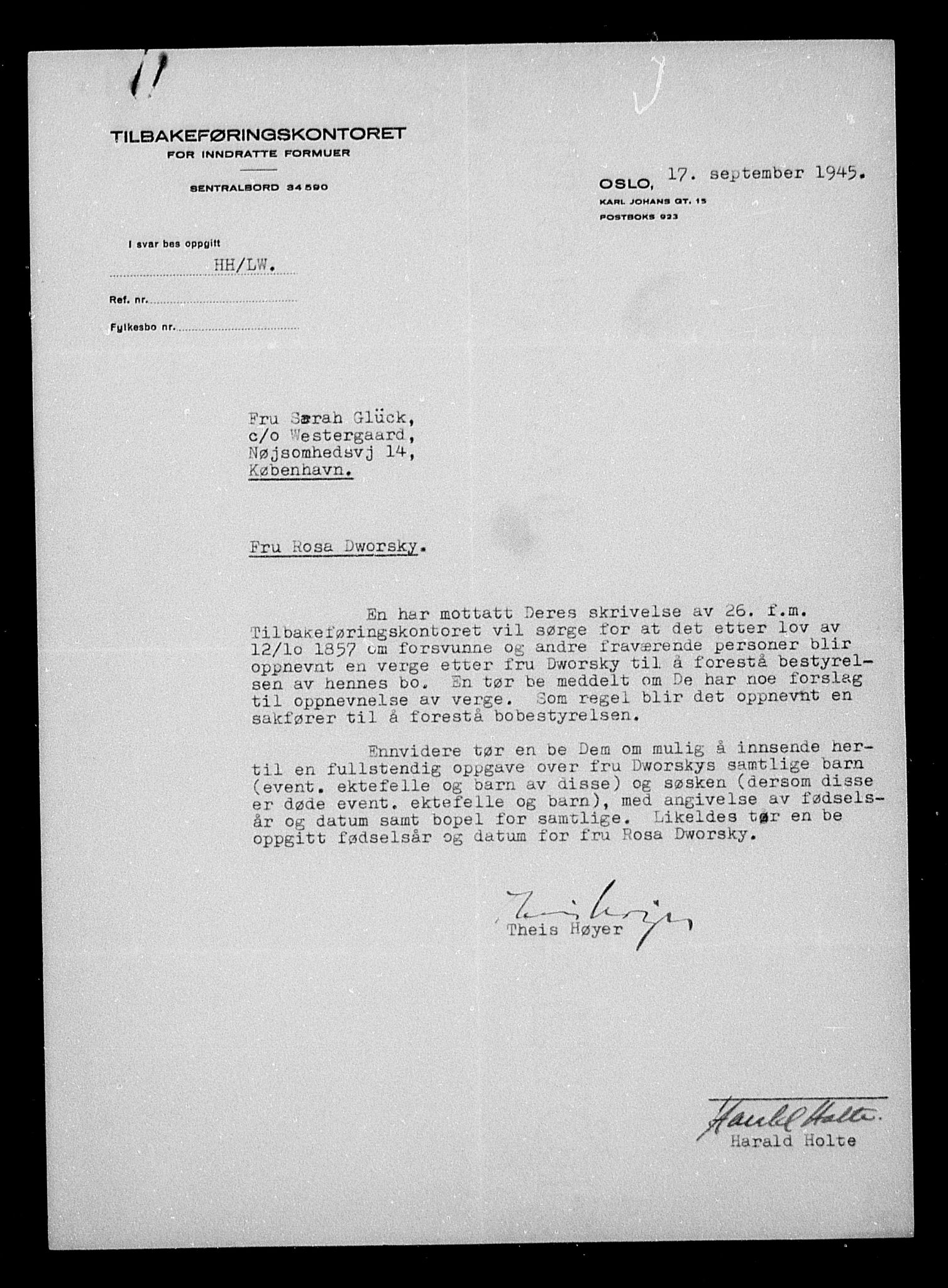 Justisdepartementet, Tilbakeføringskontoret for inndratte formuer, AV/RA-S-1564/H/Hc/Hcc/L0932: --, 1945-1947, p. 15