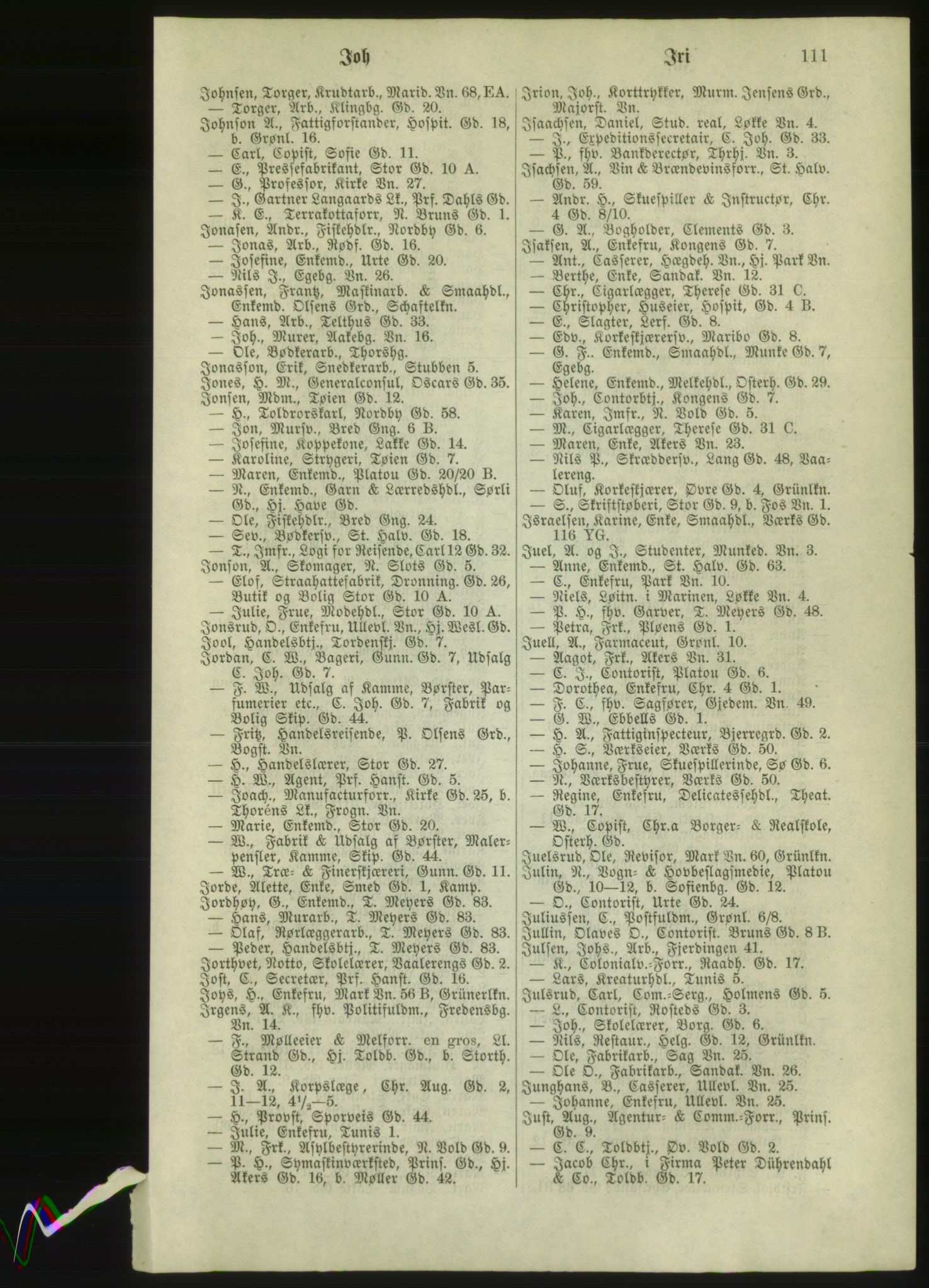 Kristiania/Oslo adressebok, PUBL/-, 1881, p. 111