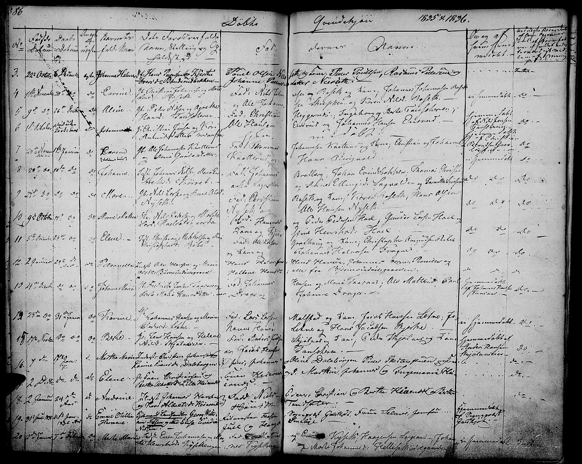 Vestre Toten prestekontor, SAH/PREST-108/H/Ha/Haa/L0002: Parish register (official) no. 2, 1825-1837, p. 86