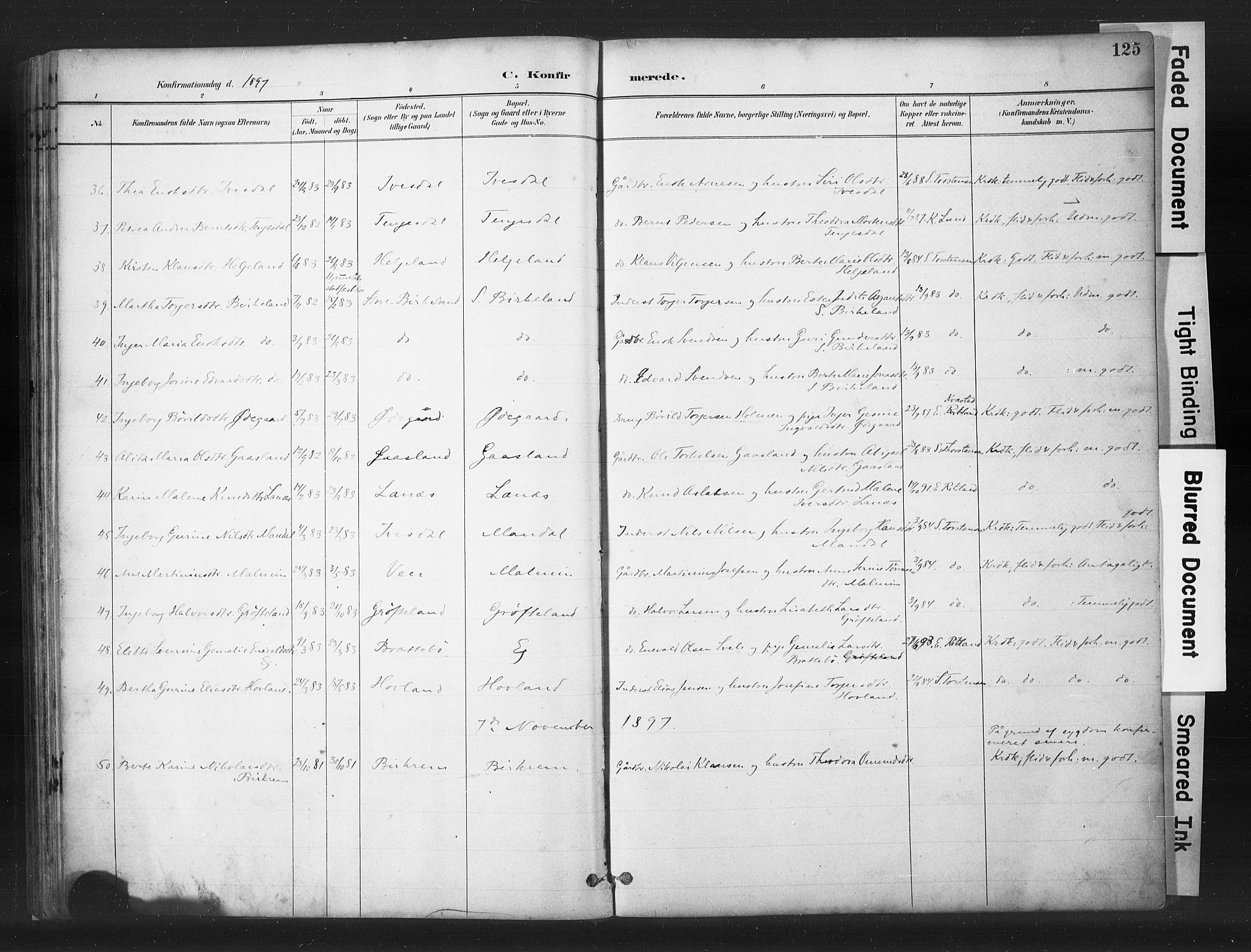 Helleland sokneprestkontor, AV/SAST-A-101810: Parish register (copy) no. B 5, 1887-1908, p. 125