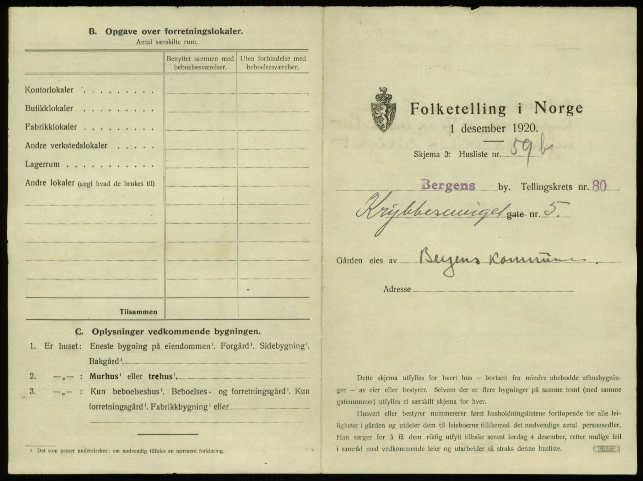 SAB, 1920 census for Bergen, 1920, p. 7685