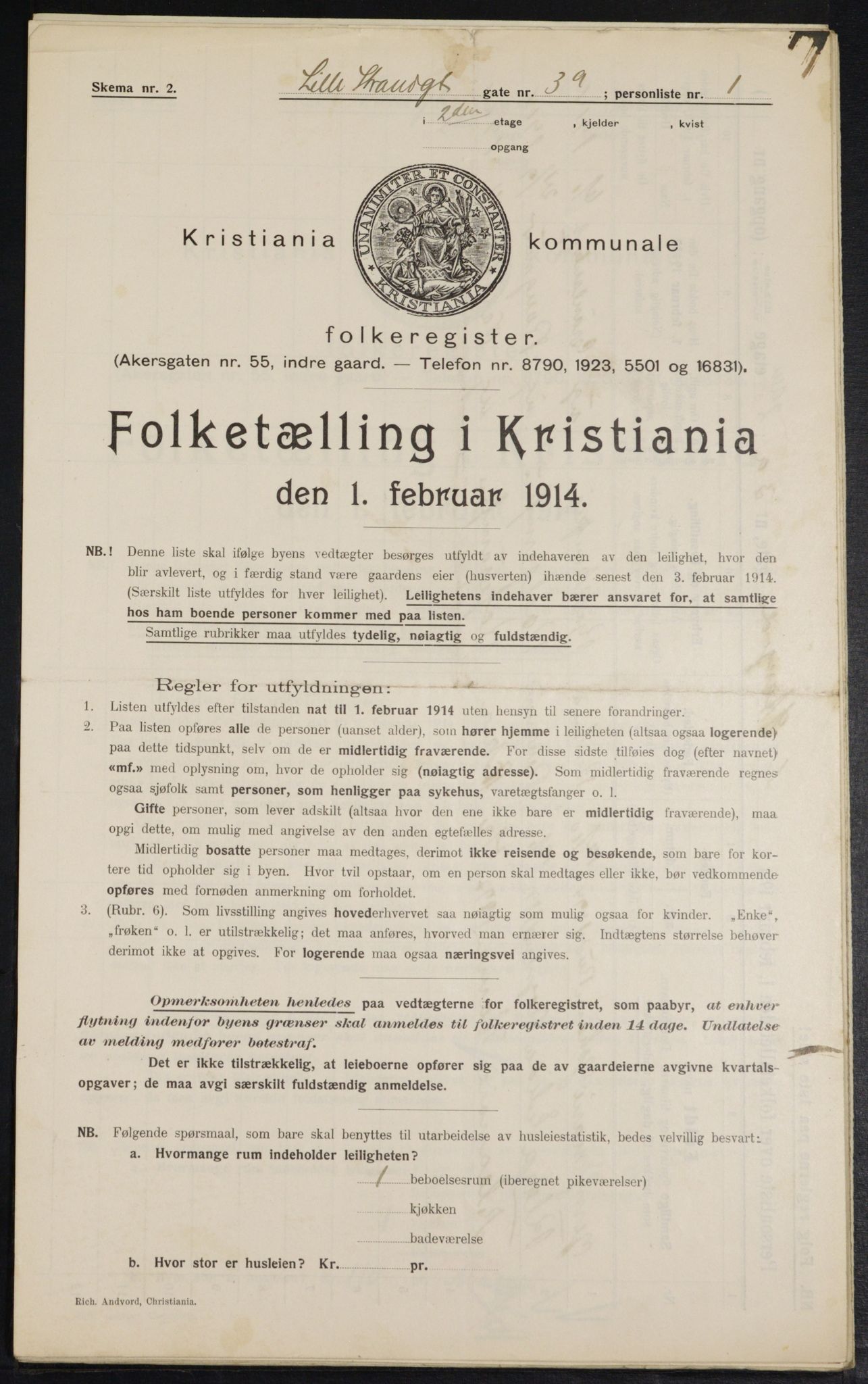 OBA, Municipal Census 1914 for Kristiania, 1914, p. 57499