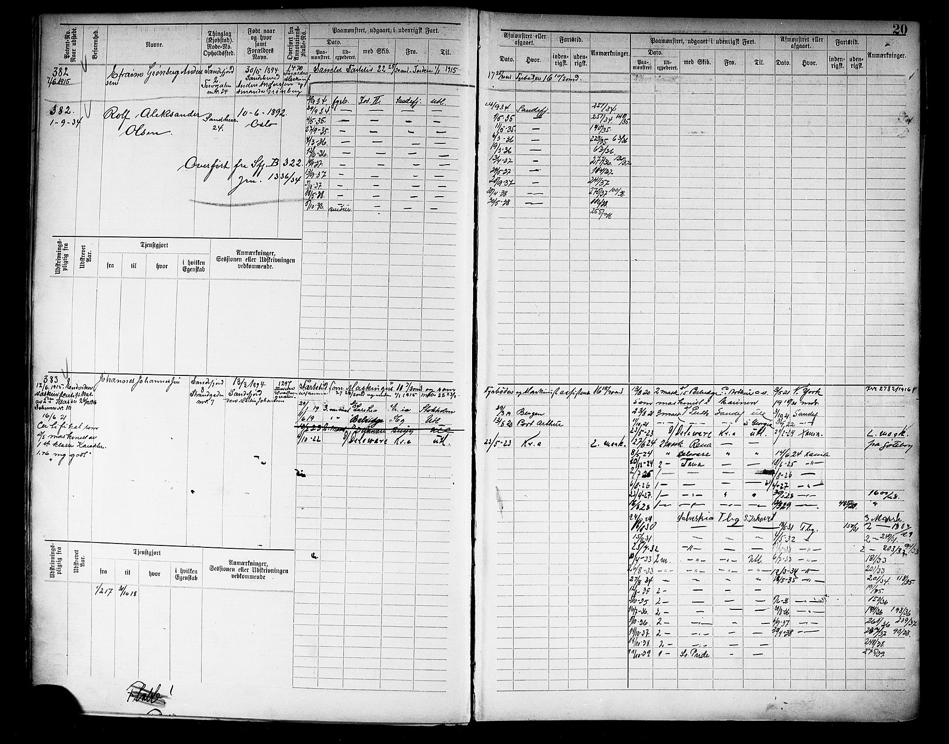 Sandefjord innrulleringskontor, AV/SAKO-A-788/F/Fc/L0006: Maskinist- og fyrbøterrulle, 1913, p. 22