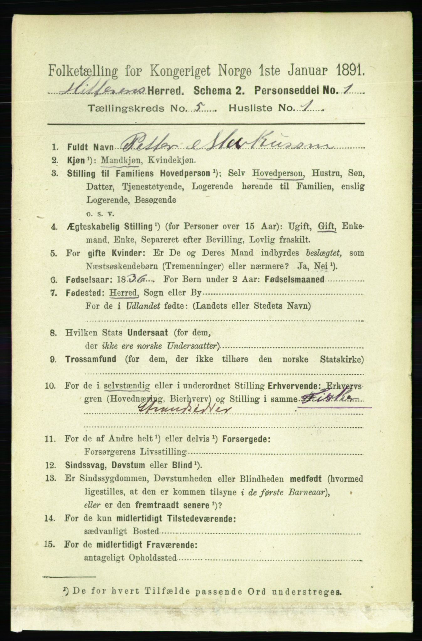 RA, 1891 census for 1617 Hitra, 1891, p. 887