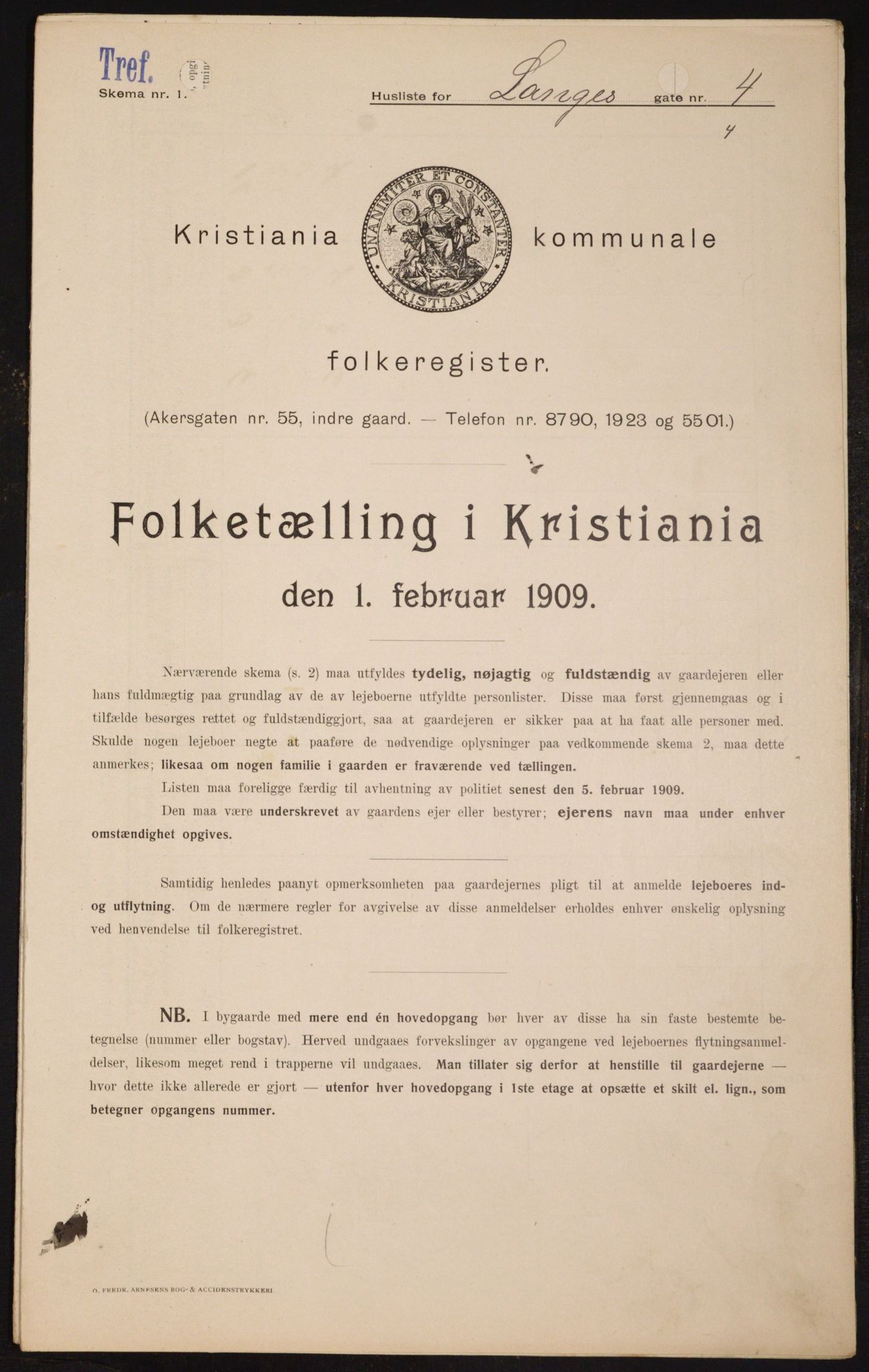 OBA, Municipal Census 1909 for Kristiania, 1909, p. 51405