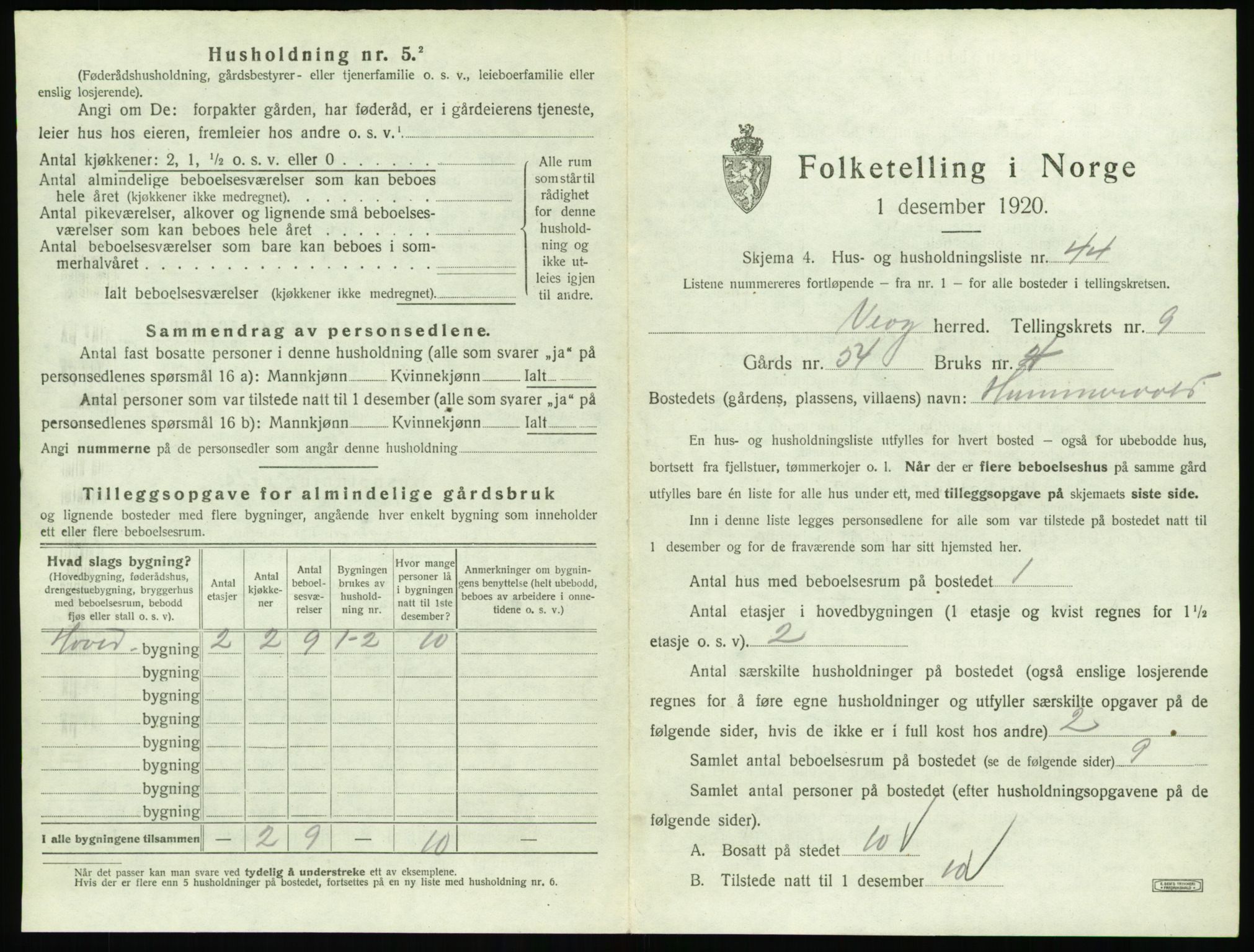 SAT, 1920 census for Veøy, 1920, p. 745