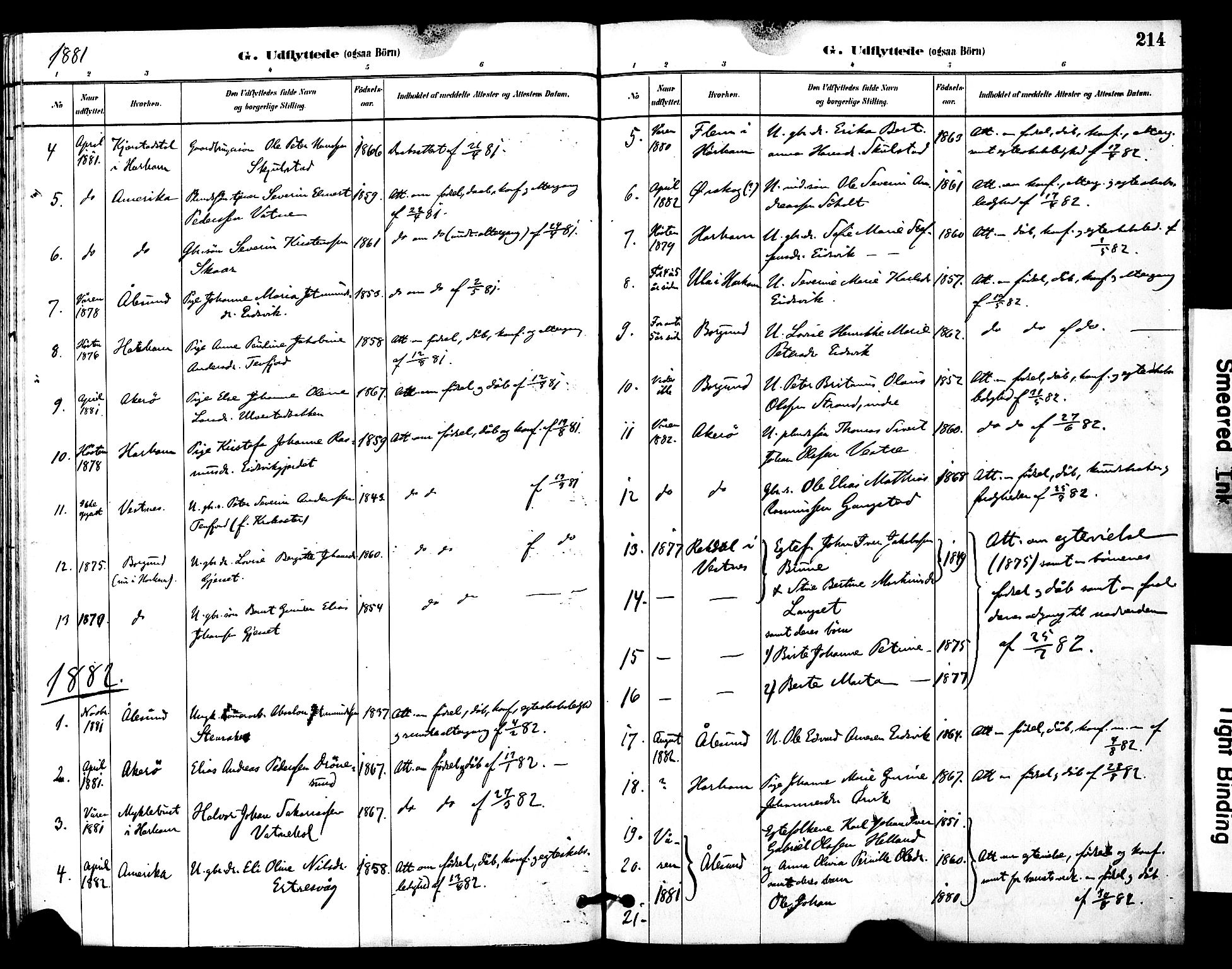 Ministerialprotokoller, klokkerbøker og fødselsregistre - Møre og Romsdal, SAT/A-1454/525/L0374: Parish register (official) no. 525A04, 1880-1899, p. 214