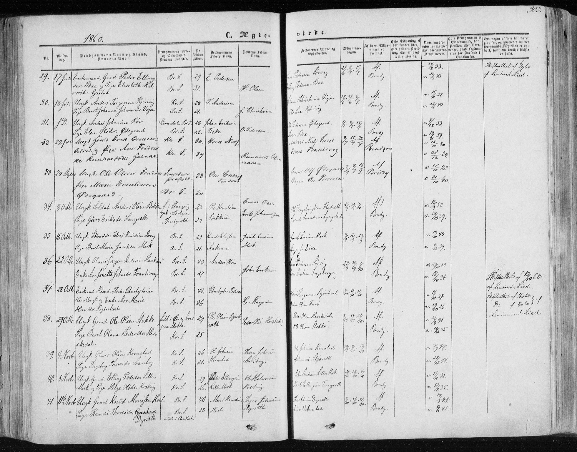 Ministerialprotokoller, klokkerbøker og fødselsregistre - Møre og Romsdal, AV/SAT-A-1454/568/L0804: Parish register (official) no. 568A11, 1854-1868, p. 303