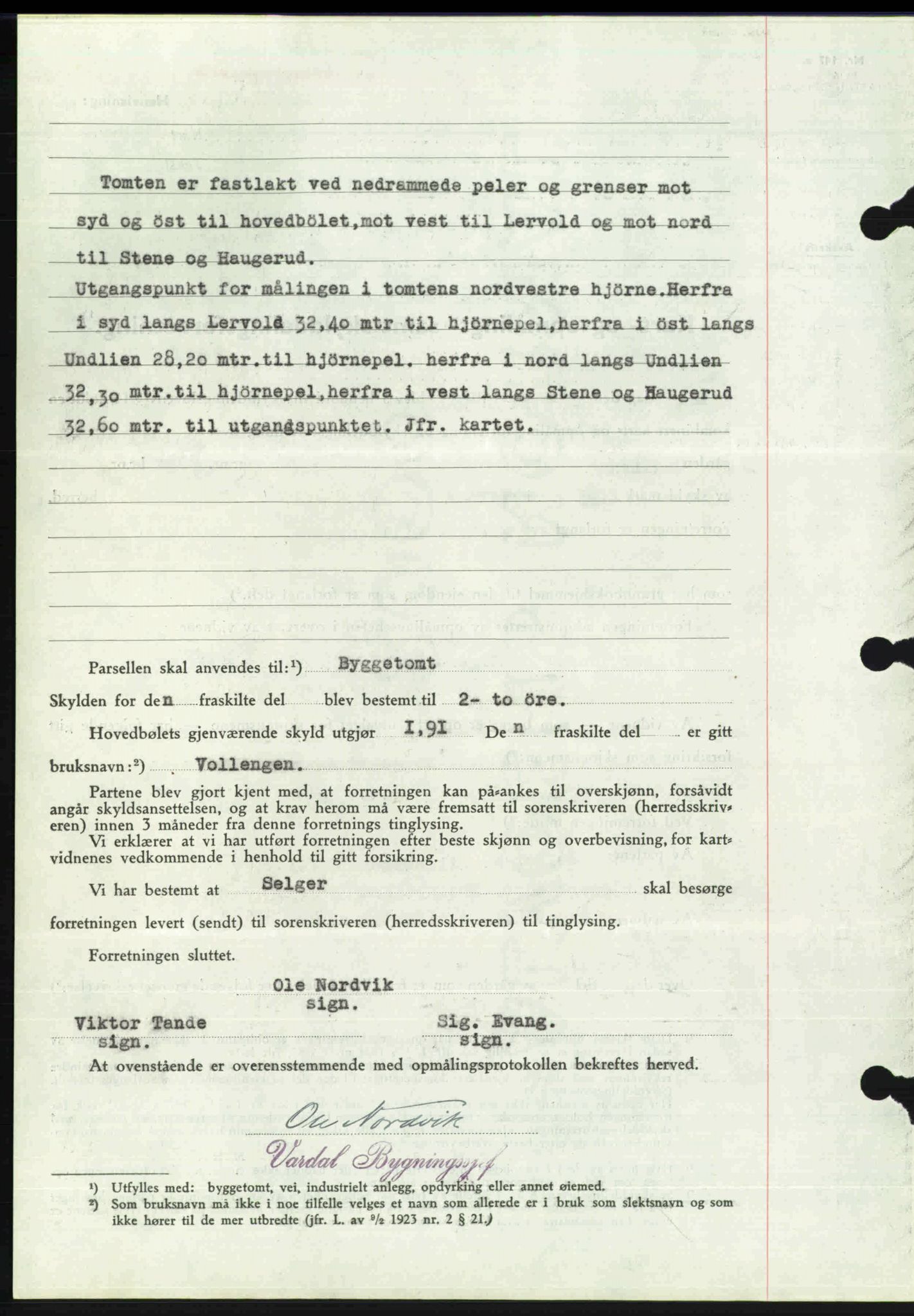 Toten tingrett, SAH/TING-006/H/Hb/Hbc/L0004: Mortgage book no. Hbc-04, 1938-1938, Diary no: : 1411/1938