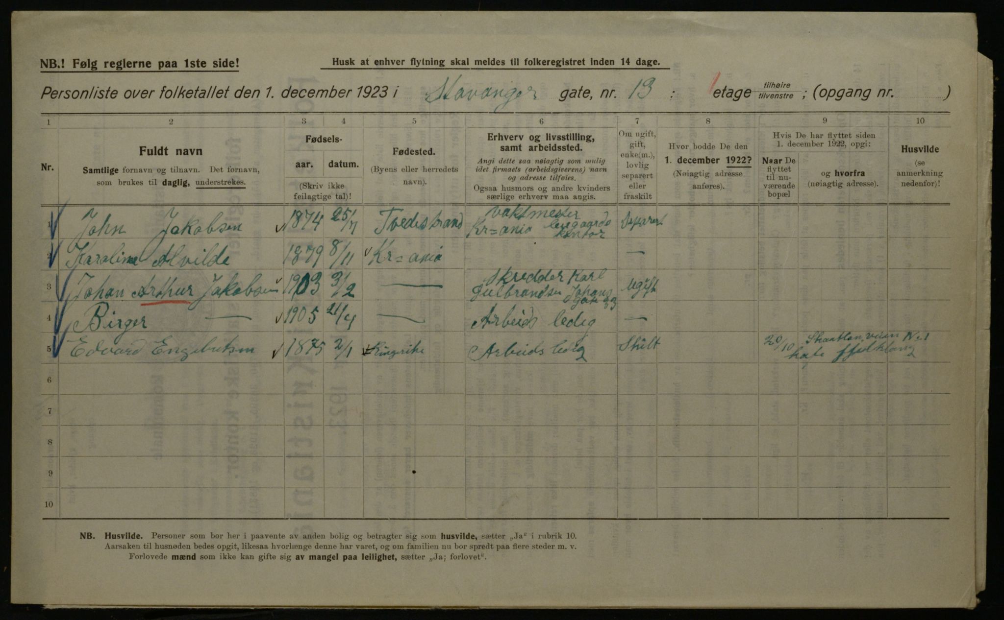 OBA, Municipal Census 1923 for Kristiania, 1923, p. 111409