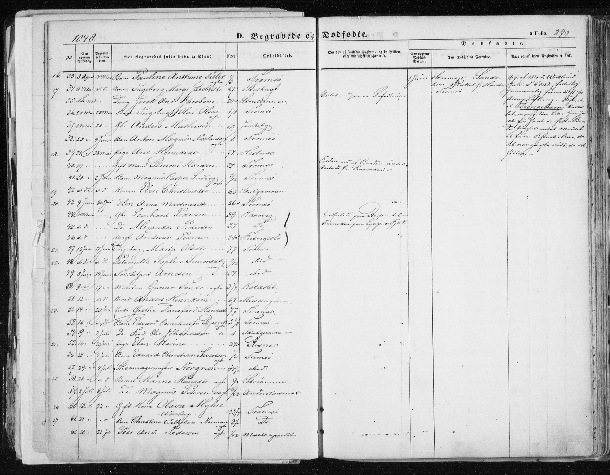 Tromsø sokneprestkontor/stiftsprosti/domprosti, SATØ/S-1343/G/Ga/L0010kirke: Parish register (official) no. 10, 1848-1855, p. 290