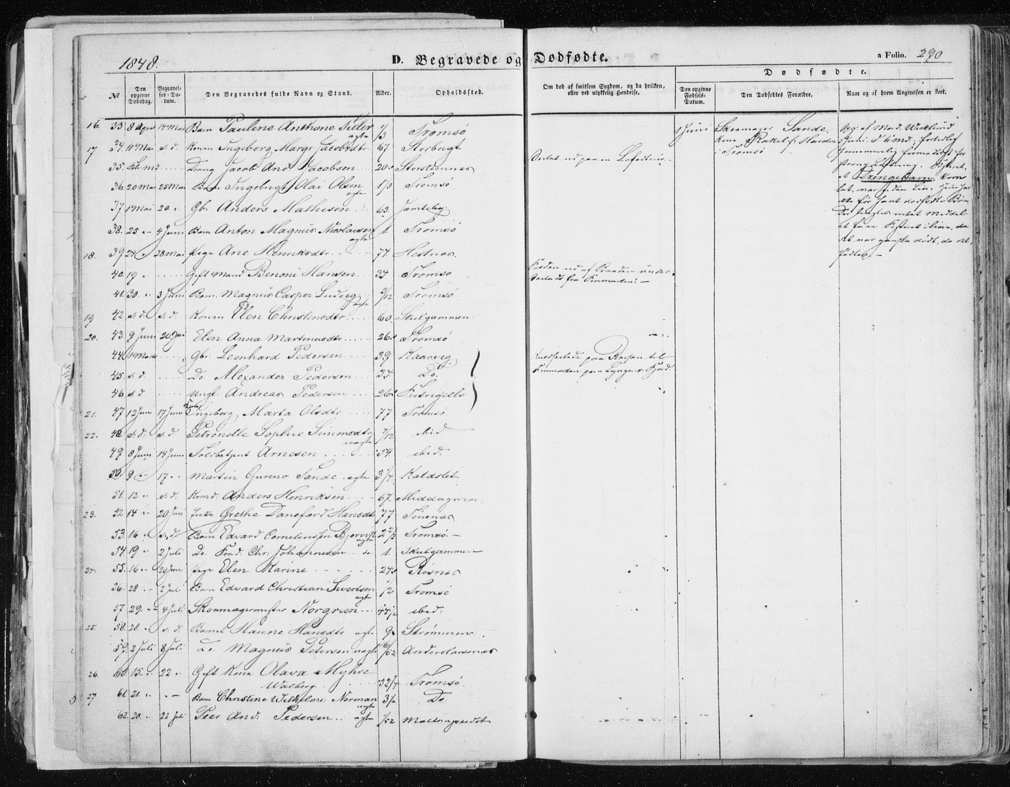 Tromsø sokneprestkontor/stiftsprosti/domprosti, AV/SATØ-S-1343/G/Ga/L0010kirke: Parish register (official) no. 10, 1848-1855, p. 290