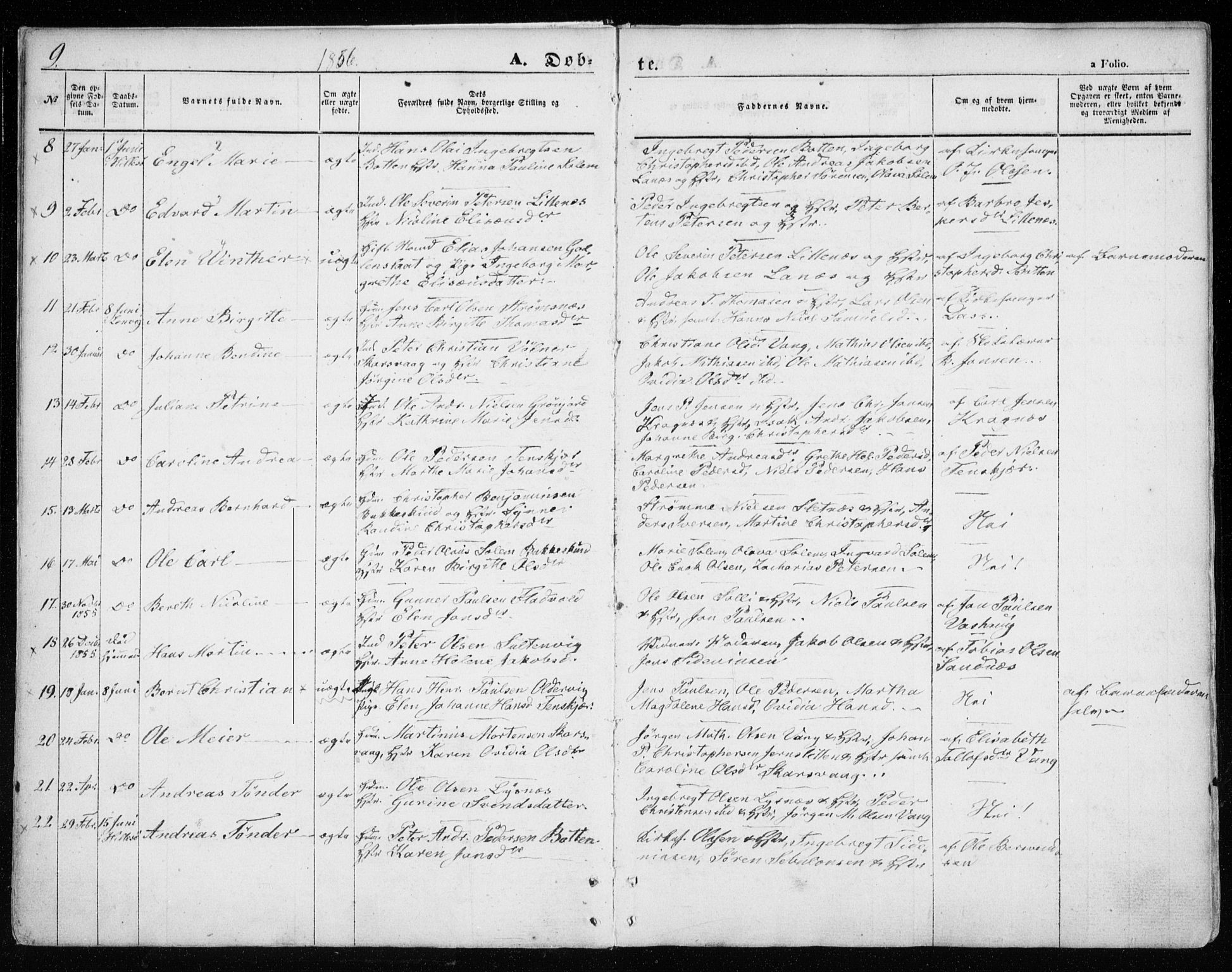 Lenvik sokneprestembete, SATØ/S-1310/H/Ha/Haa/L0007kirke: Parish register (official) no. 7, 1855-1865, p. 9