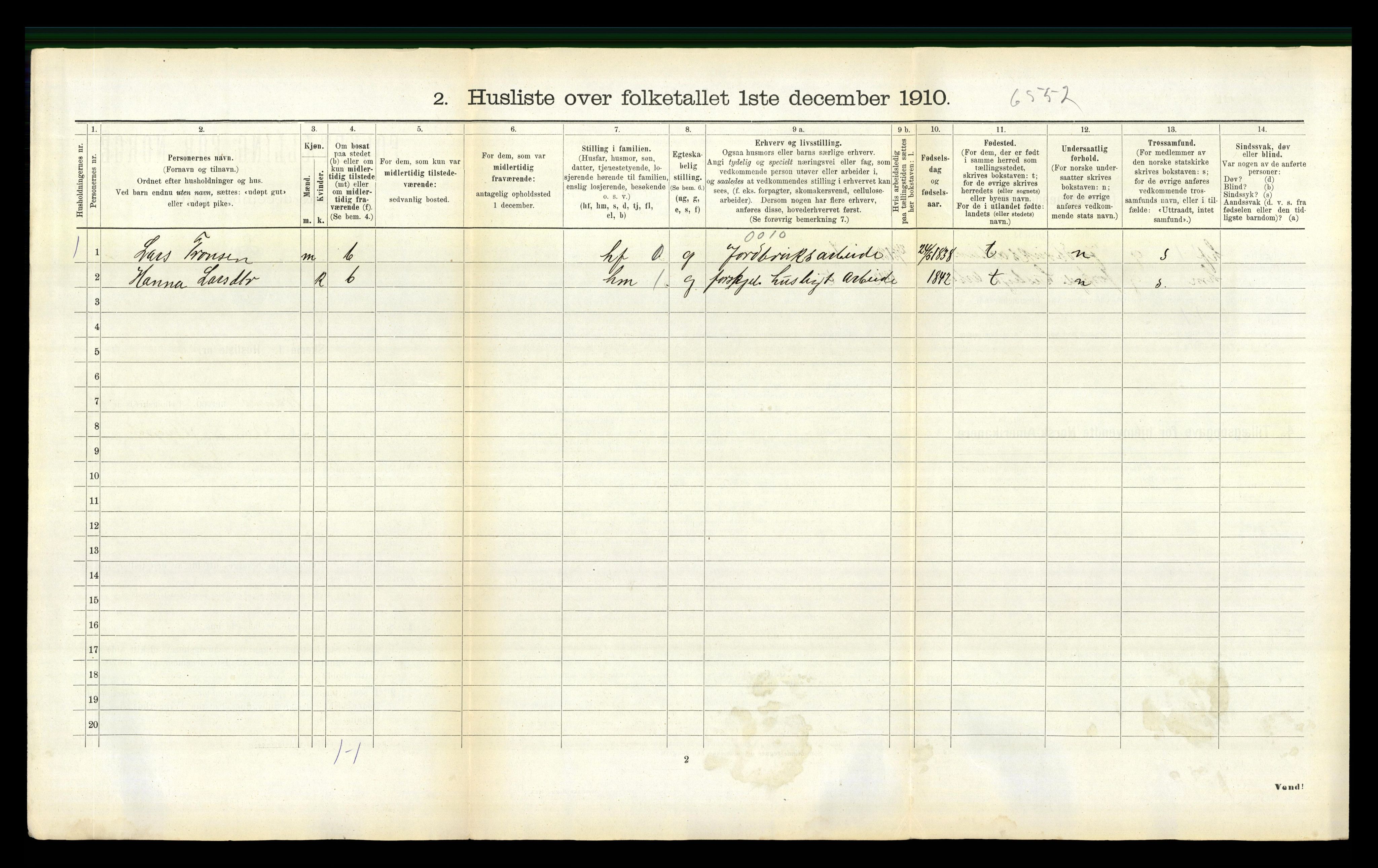 RA, 1910 census for Fræna, 1910, p. 423