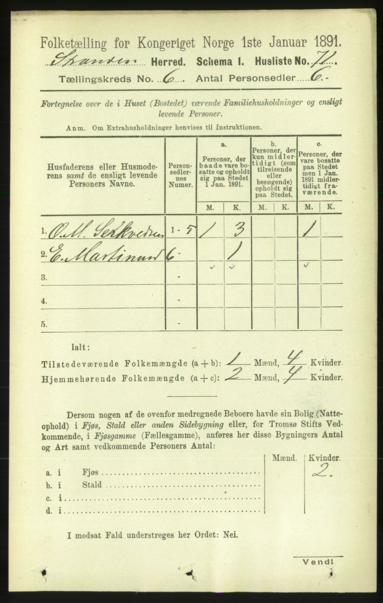 RA, 1891 census for 1525 Stranda, 1891, p. 1212