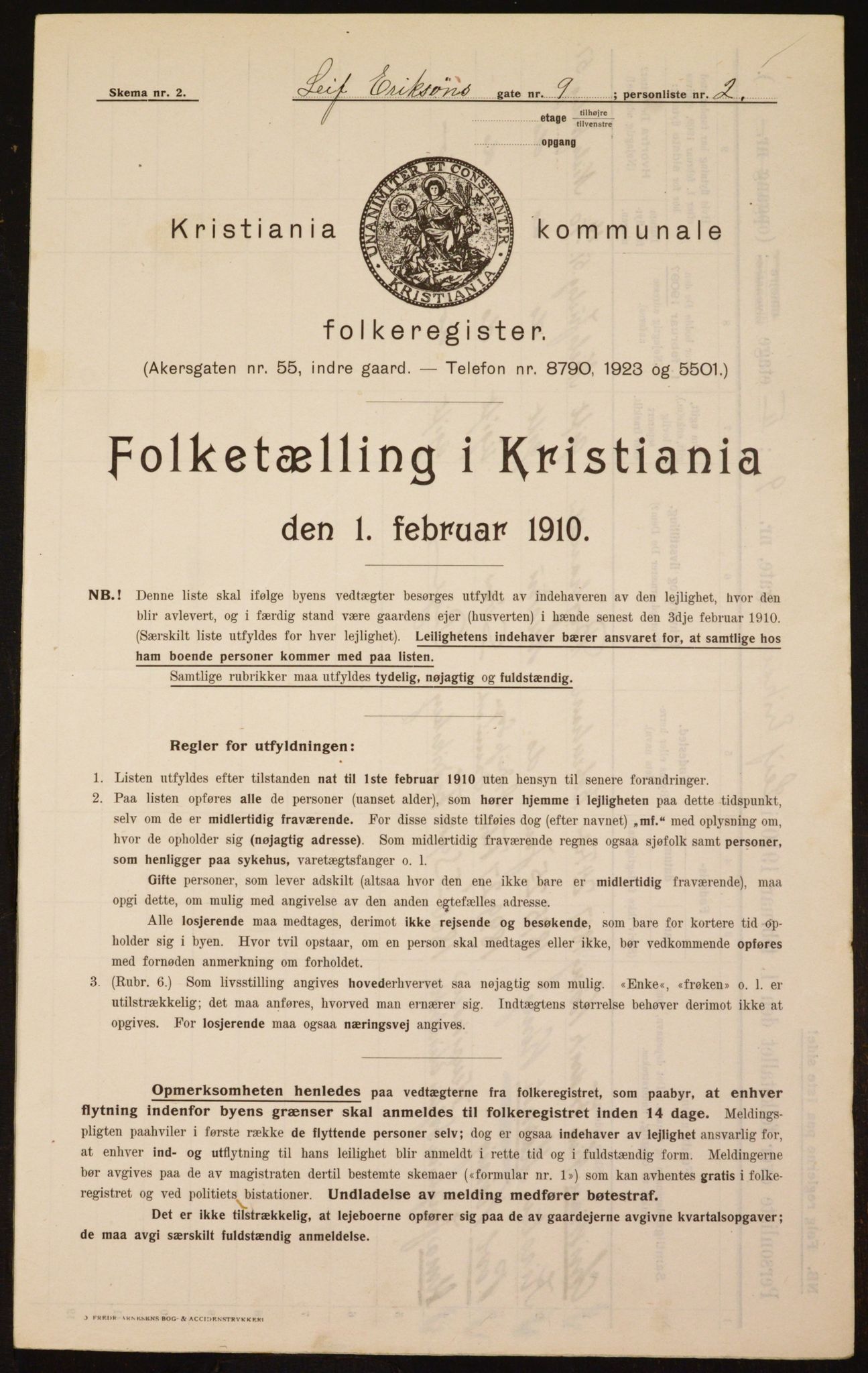 OBA, Municipal Census 1910 for Kristiania, 1910, p. 55520