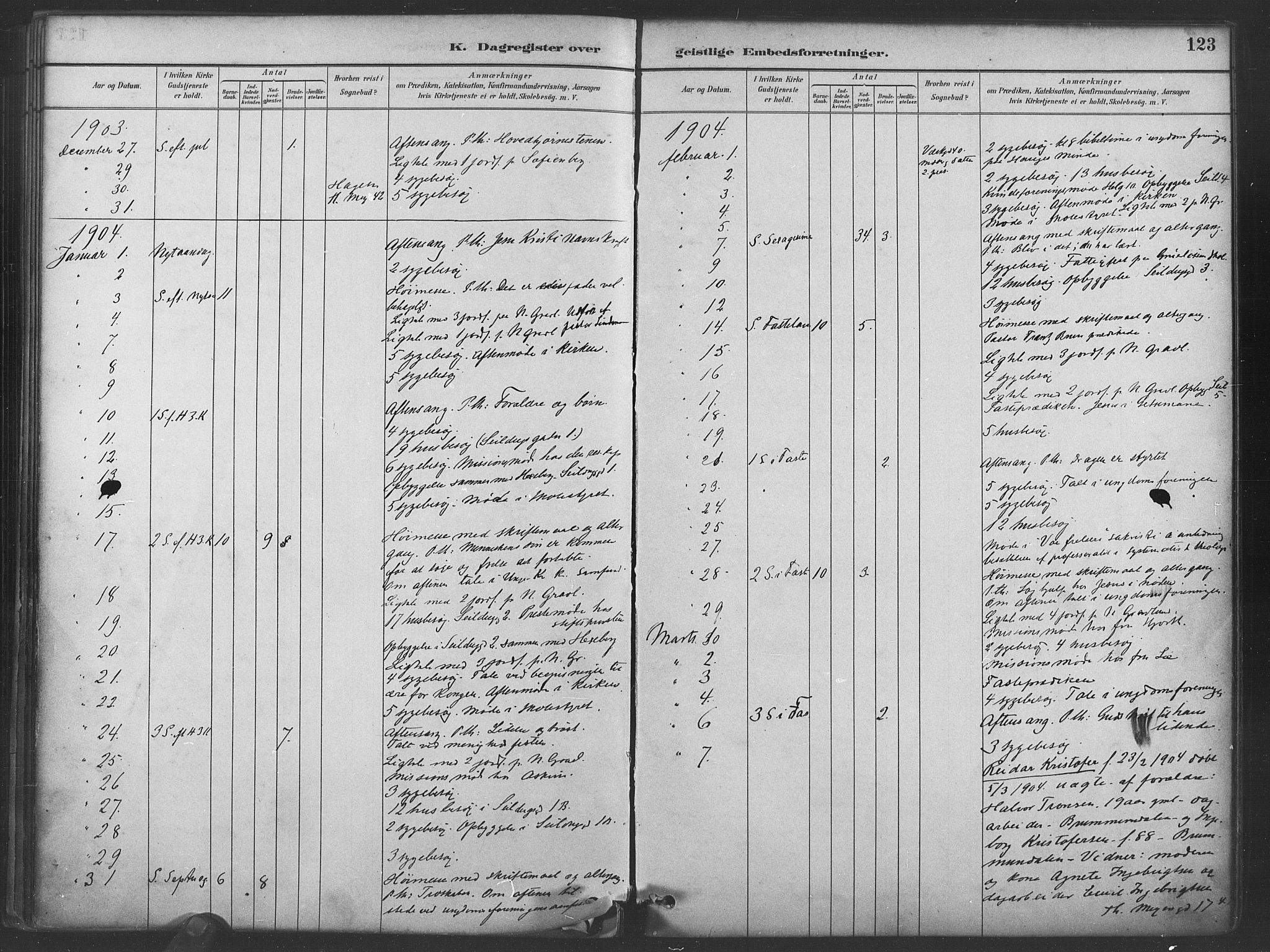 Paulus prestekontor Kirkebøker, AV/SAO-A-10871/I/Ib/L0001: Diary records no. II 1, 1882-1910, p. 123