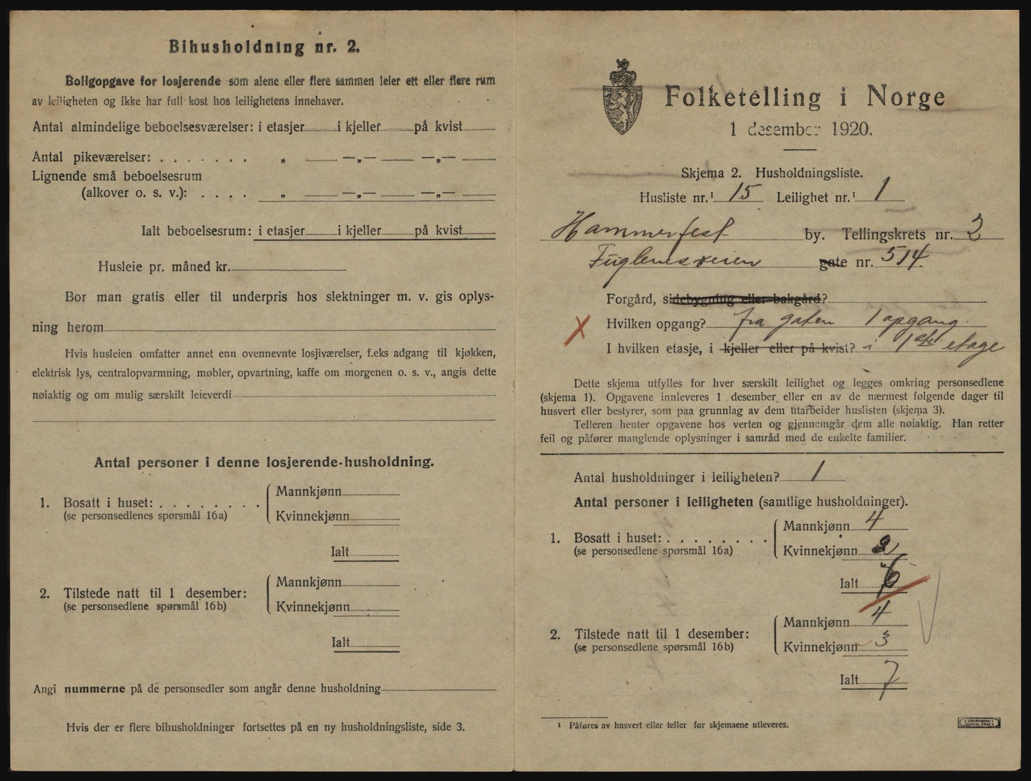 SATØ, 1920 census for Hammerfest, 1920, p. 1932