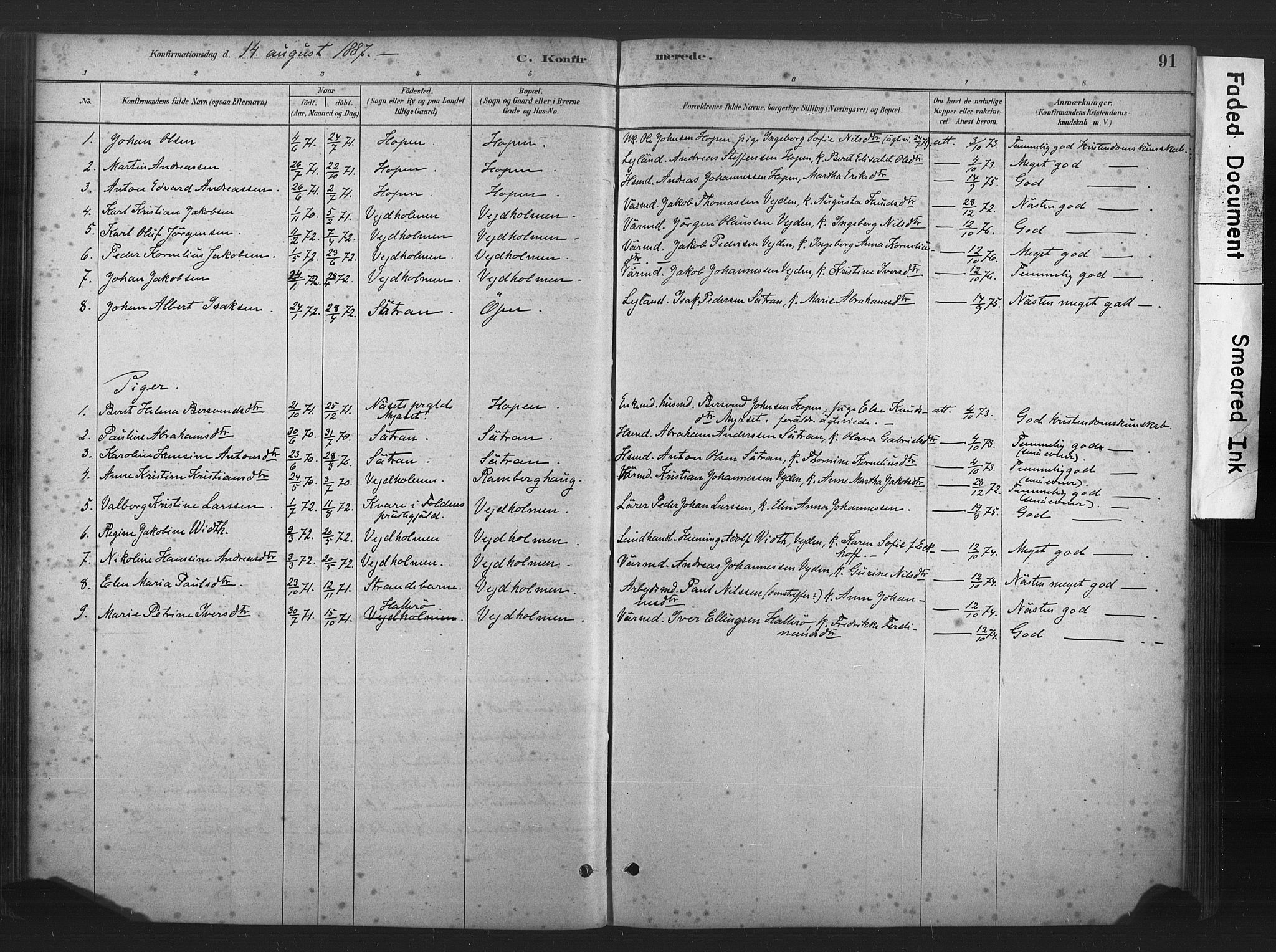 Ministerialprotokoller, klokkerbøker og fødselsregistre - Møre og Romsdal, AV/SAT-A-1454/583/L0954: Parish register (official) no. 583A01, 1880-1906, p. 91