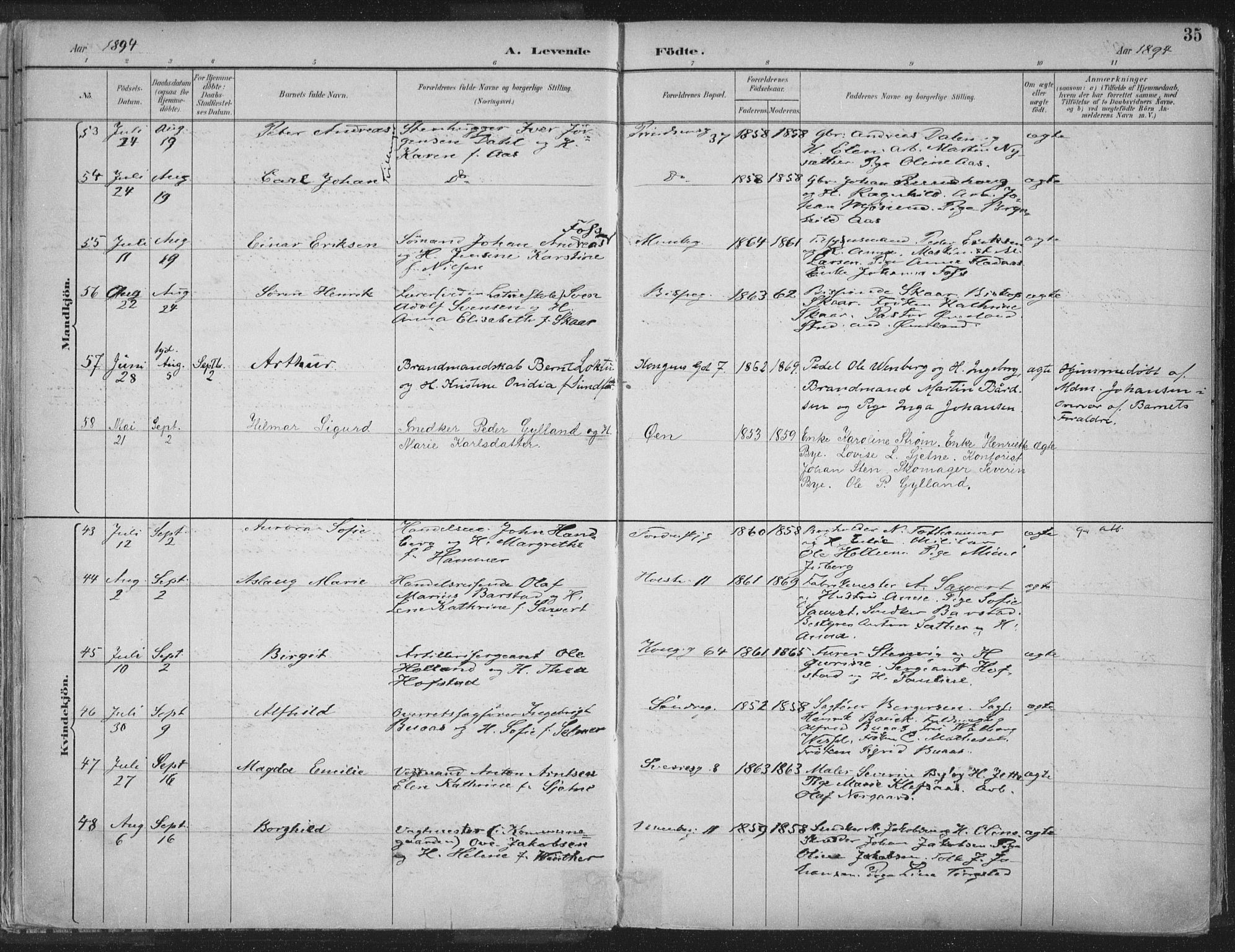 Ministerialprotokoller, klokkerbøker og fødselsregistre - Sør-Trøndelag, SAT/A-1456/601/L0062: Parish register (official) no. 601A30, 1891-1911, p. 35