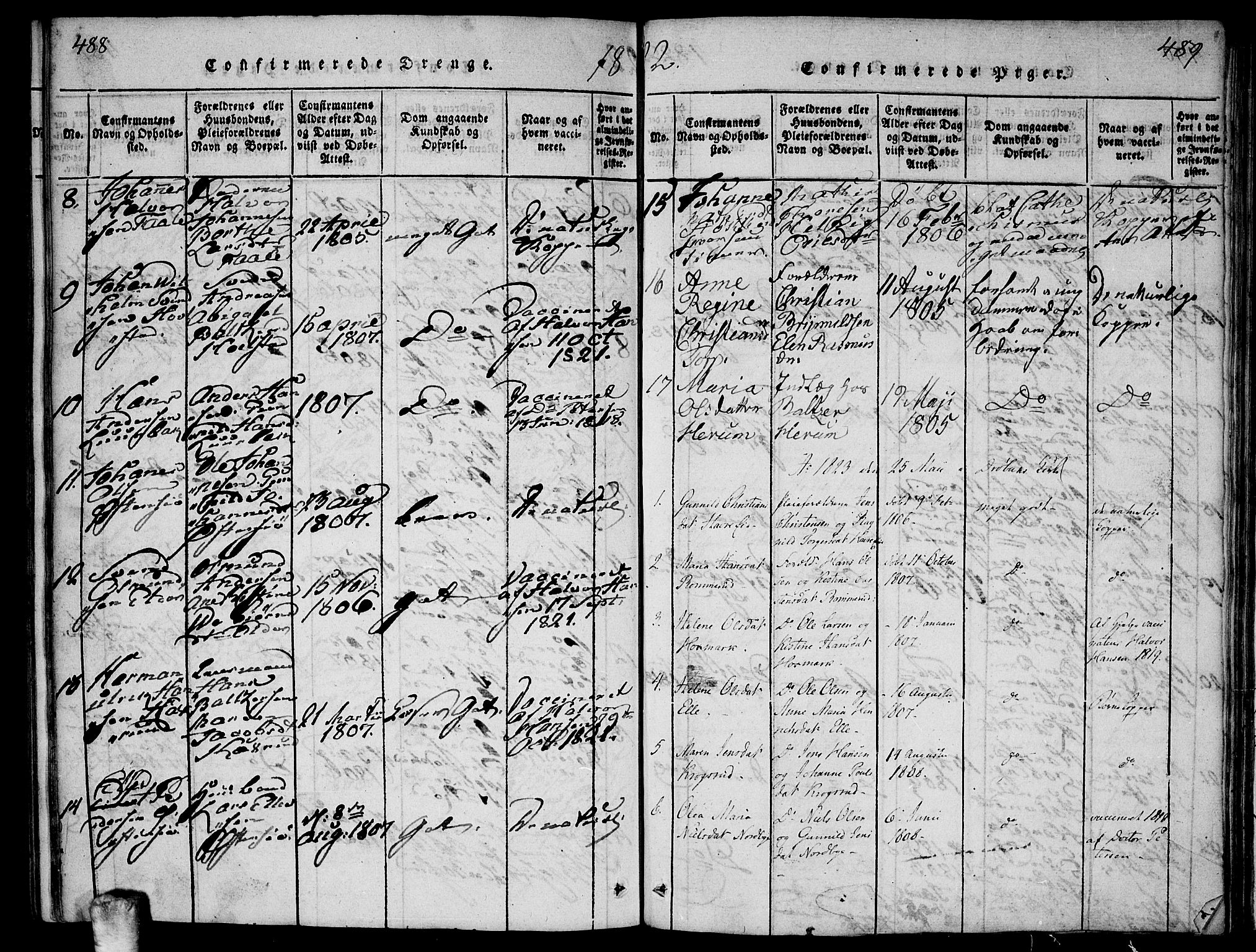 Ås prestekontor Kirkebøker, AV/SAO-A-10894/F/Fa/L0004: Parish register (official) no. I 4, 1818-1826, p. 488-489