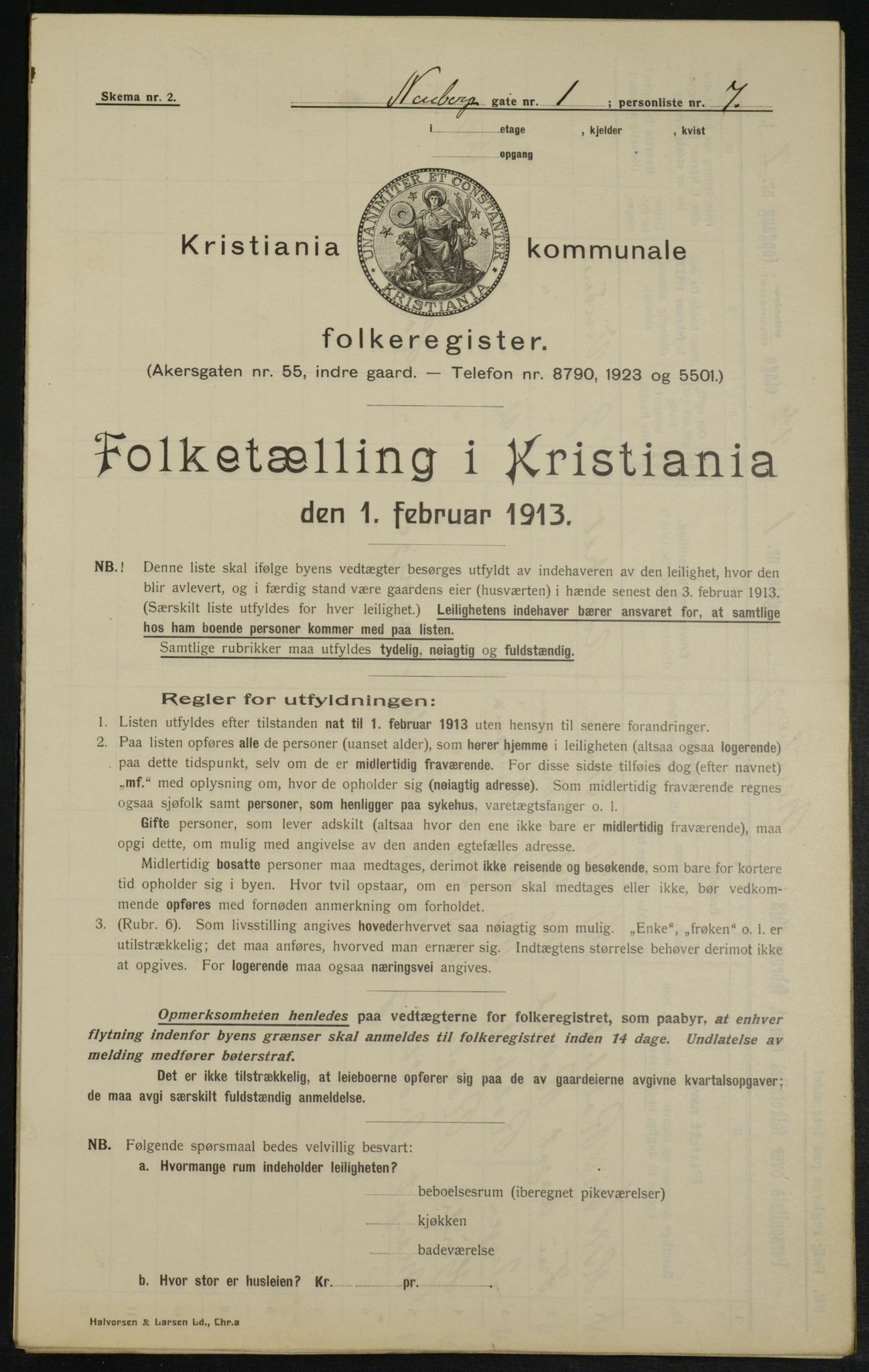 OBA, Municipal Census 1913 for Kristiania, 1913, p. 69596