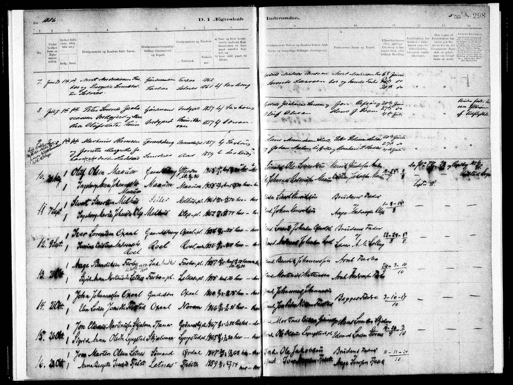 Ministerialprotokoller, klokkerbøker og fødselsregistre - Nord-Trøndelag, SAT/A-1458/730/L0285: Parish register (official) no. 730A10, 1879-1914, p. 298