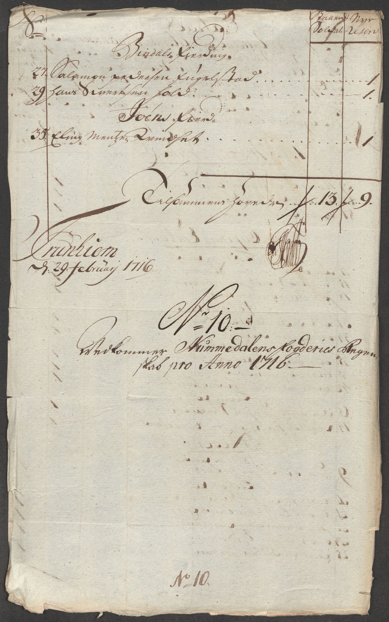 Rentekammeret inntil 1814, Reviderte regnskaper, Fogderegnskap, RA/EA-4092/R64/L4437: Fogderegnskap Namdal, 1716, p. 125