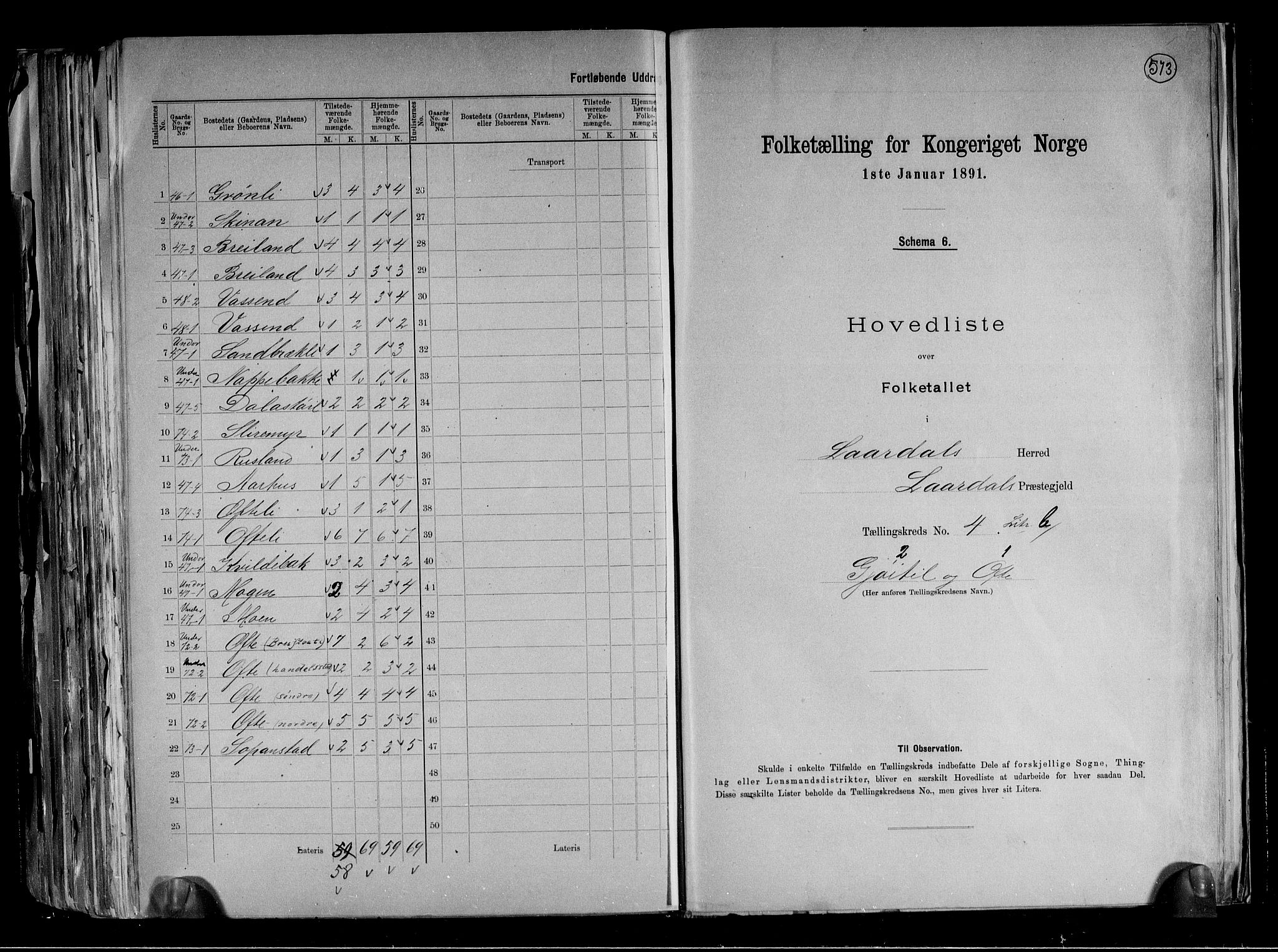 RA, 1891 census for 0833 Lårdal, 1891, p. 11