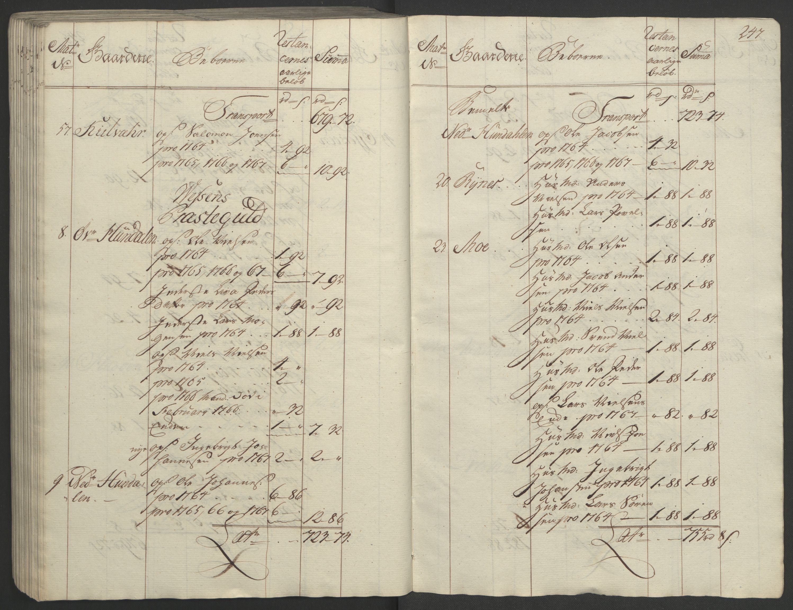 Rentekammeret inntil 1814, Realistisk ordnet avdeling, RA/EA-4070/Ol/L0023: [Gg 10]: Ekstraskatten, 23.09.1762. Helgeland (restanseregister), 1767-1772, p. 243