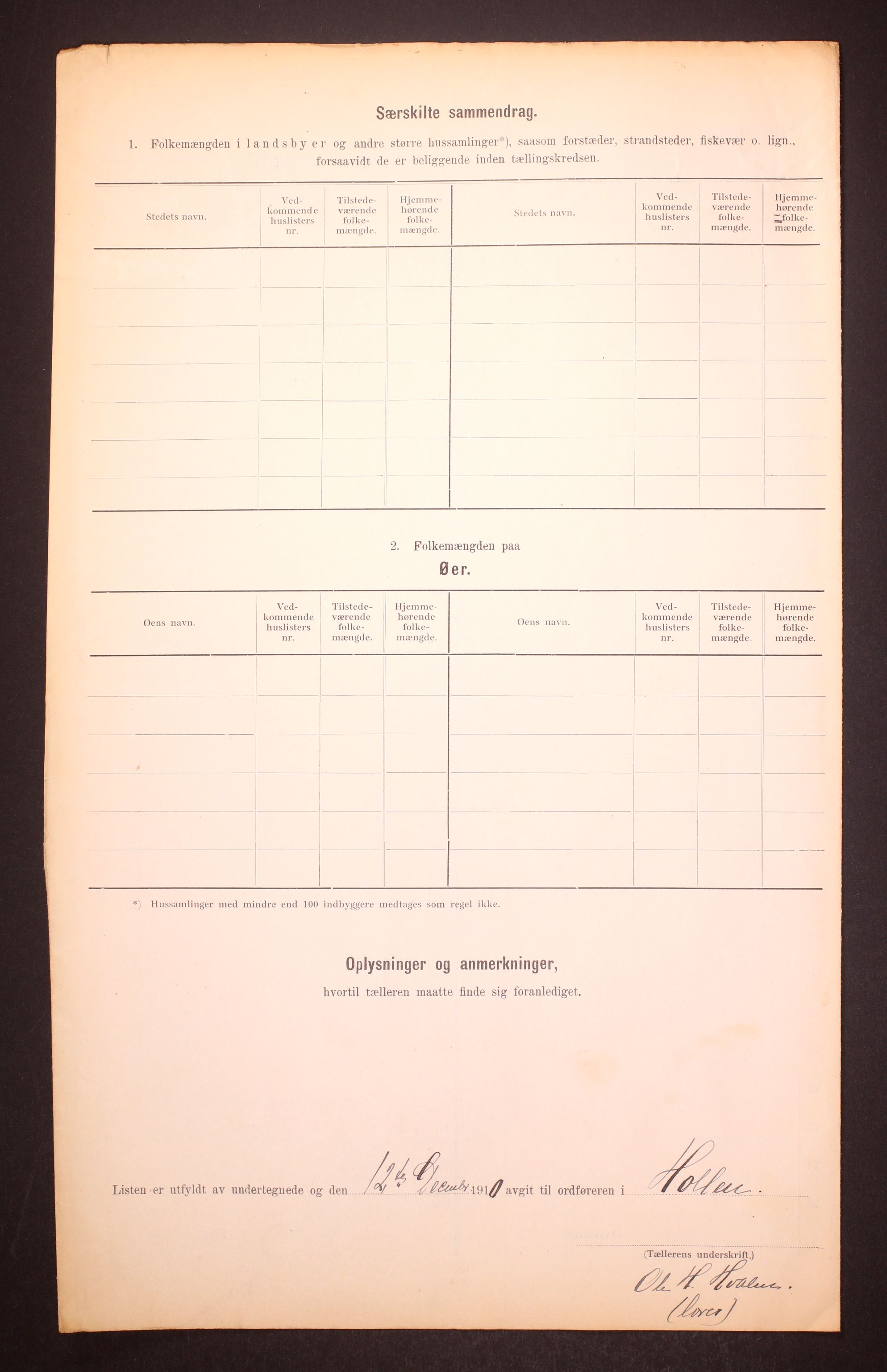 RA, 1910 census for Holla, 1910, p. 45