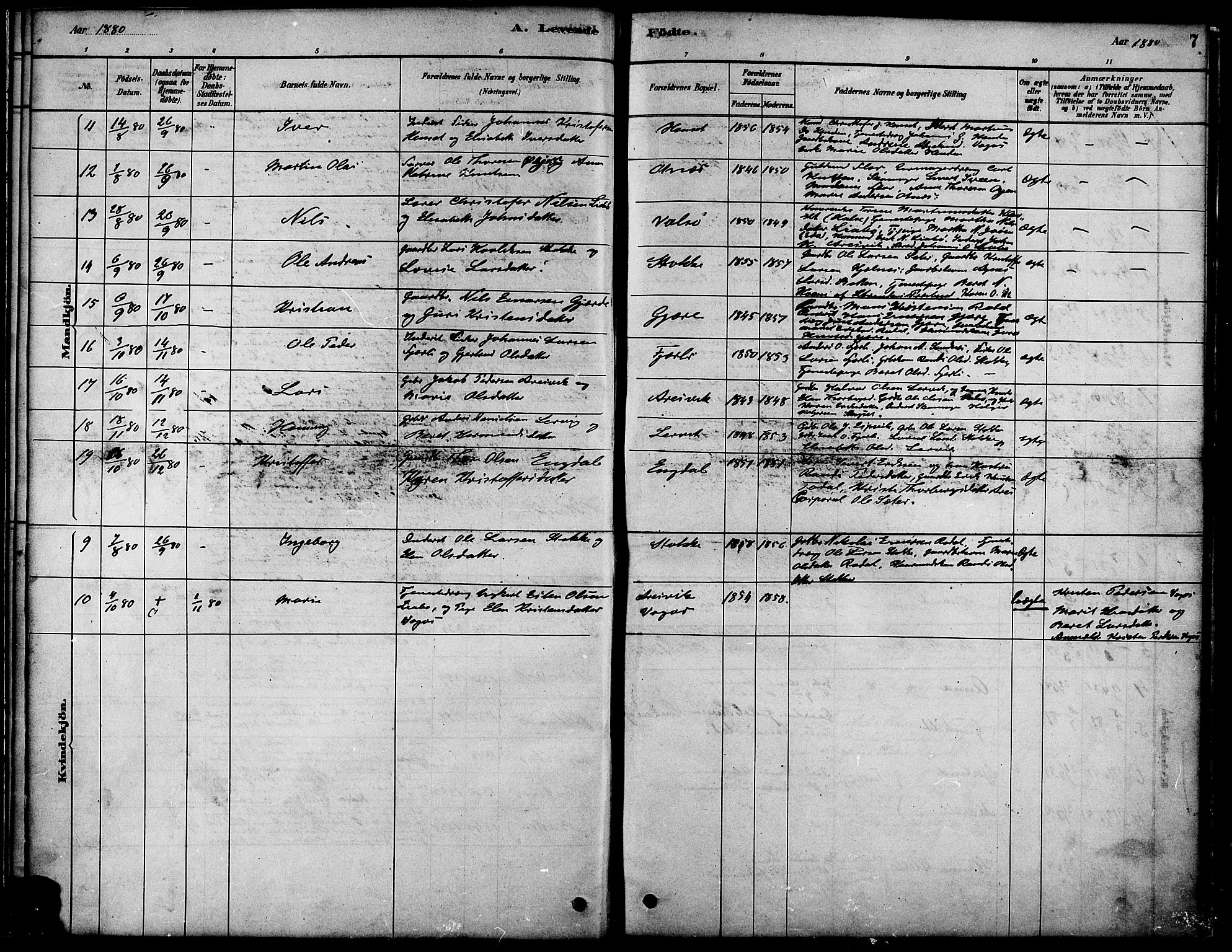 Ministerialprotokoller, klokkerbøker og fødselsregistre - Møre og Romsdal, AV/SAT-A-1454/580/L0924: Parish register (official) no. 580A01, 1878-1887, p. 7