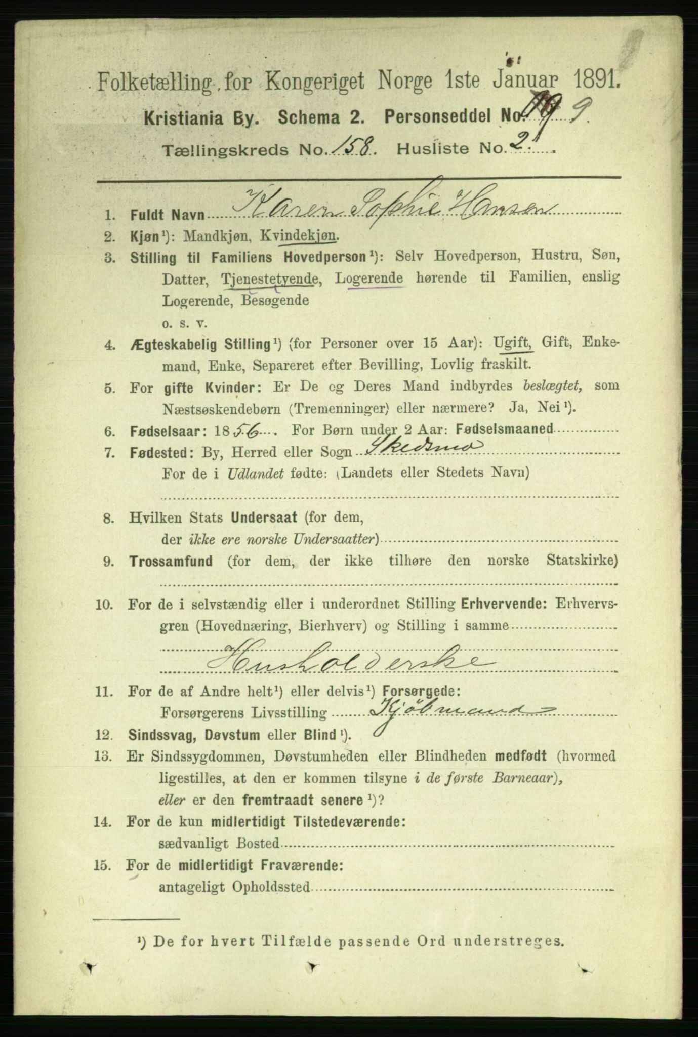 RA, 1891 census for 0301 Kristiania, 1891, p. 89665