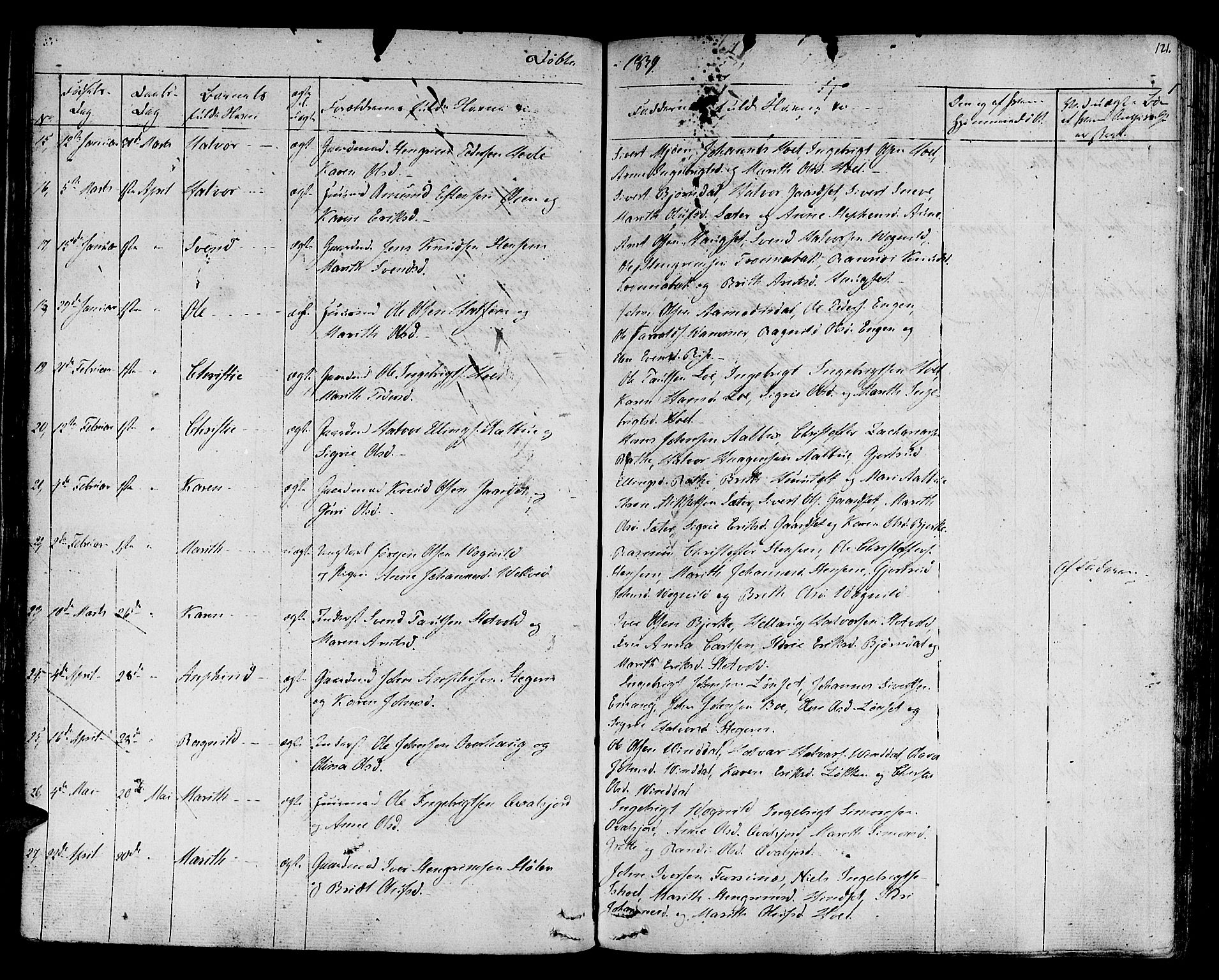 Ministerialprotokoller, klokkerbøker og fødselsregistre - Sør-Trøndelag, SAT/A-1456/678/L0897: Parish register (official) no. 678A06-07, 1821-1847, p. 121